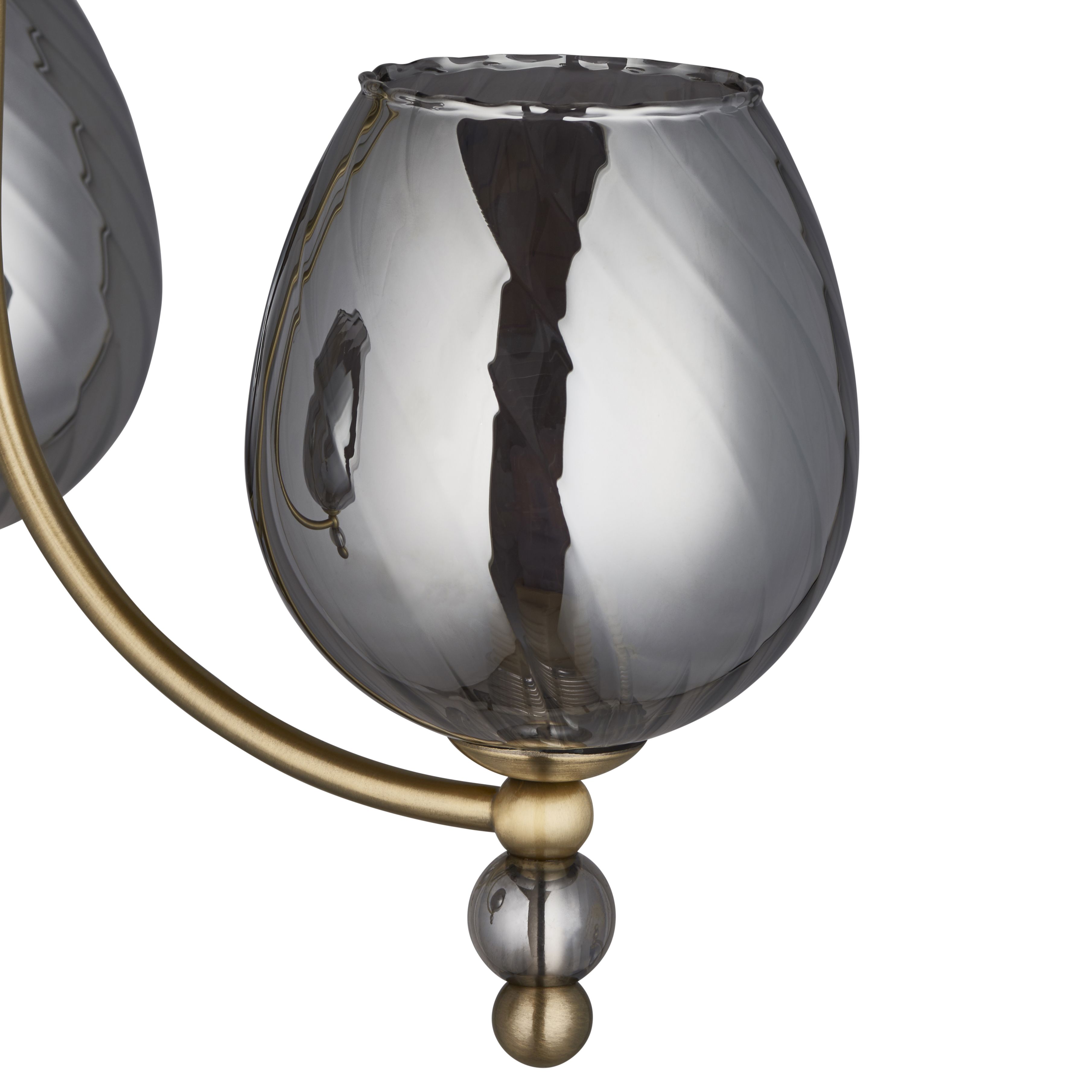 Carla Glass & steel Antique brass effect 3 Lamp Ceiling light