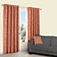 Carminda Orange Leaves Lined Eyelet Curtains (W)167cm (L)183cm, Pair