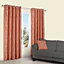 Carminda Orange Leaves Lined Eyelet Curtains (W)167cm (L)228cm, Pair