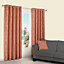 Carminda Orange Leaves Lined Eyelet Curtains (W)228cm (L)228cm, Pair