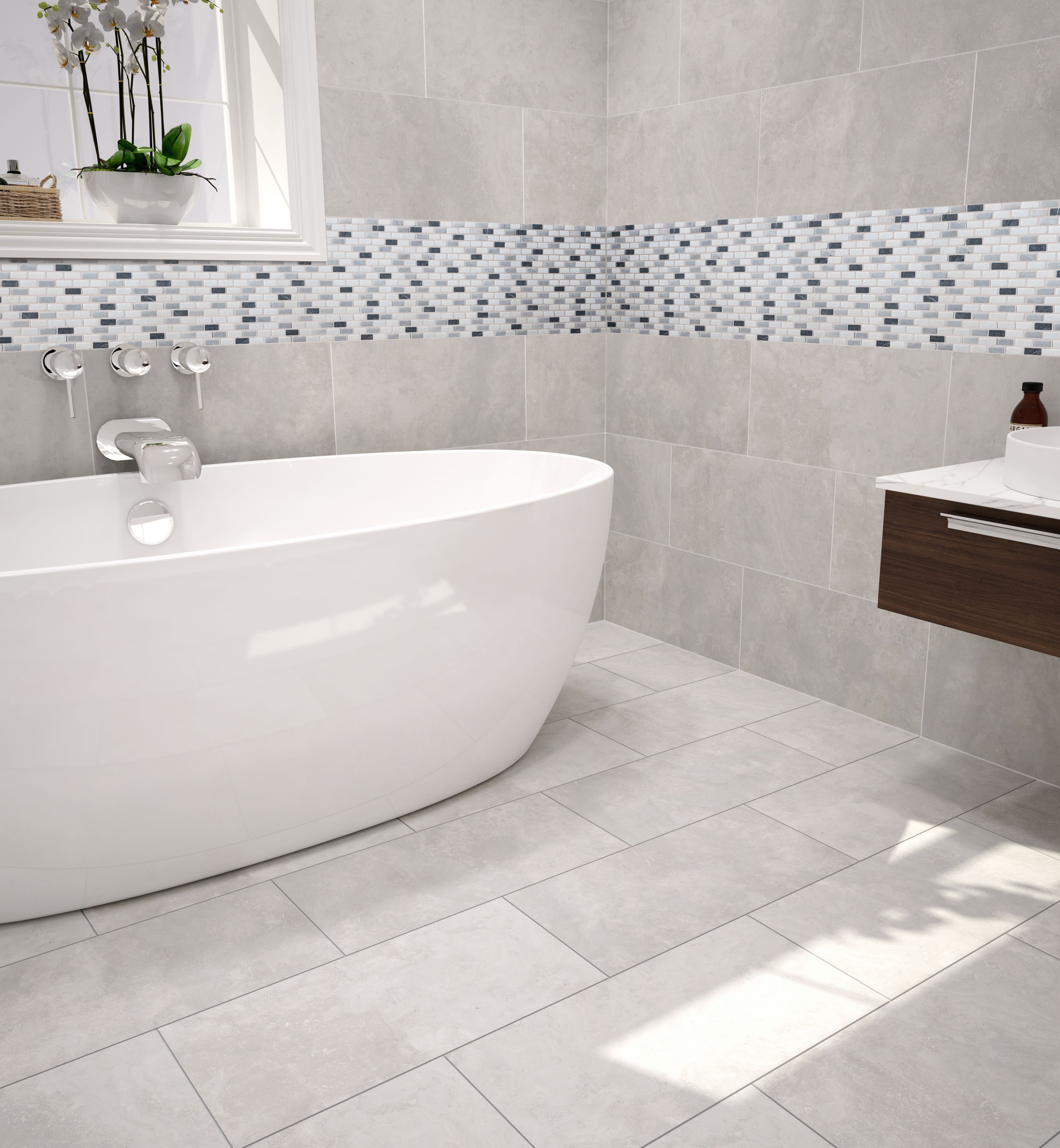 Carrera Multicolour Marble Mosaic tile, (L)321mm (W)304mm