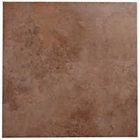 Castle travertine Chocolate Satin Patchwork Stone effect Ceramic Wall & floor Tile, Pack of 5, (L)450mm (W)450mm
