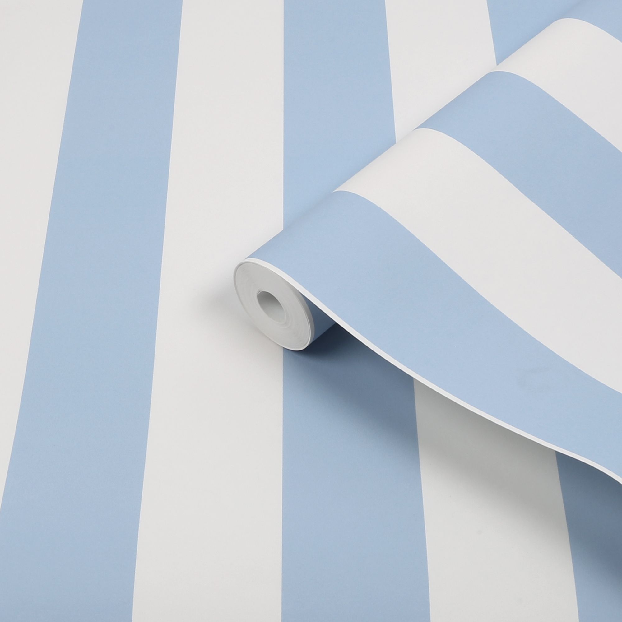 Cath Kidston Blue & Cream Canopy Stripe Smooth Wallpaper