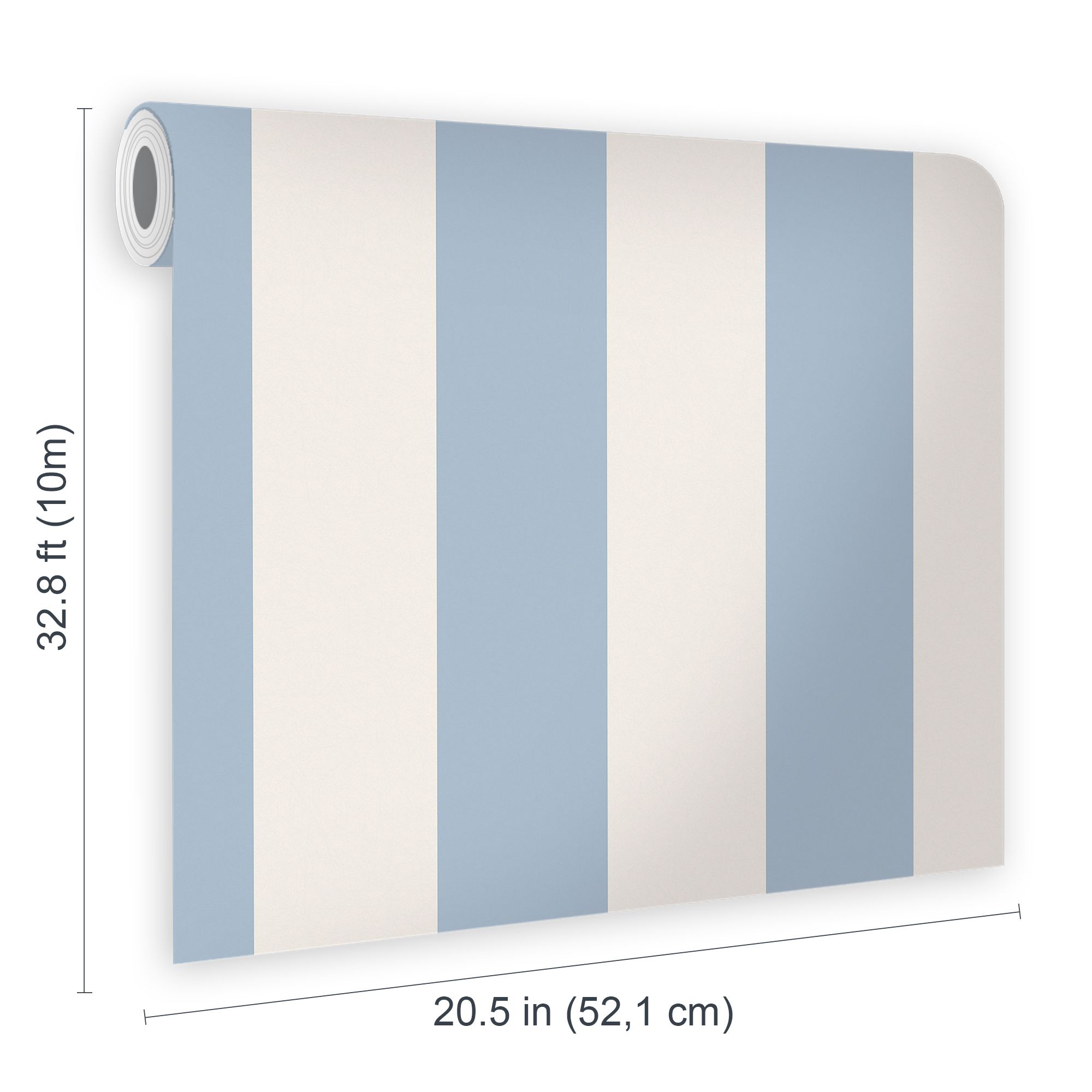 Cath Kidston Blue & Cream Canopy Stripe Smooth Wallpaper
