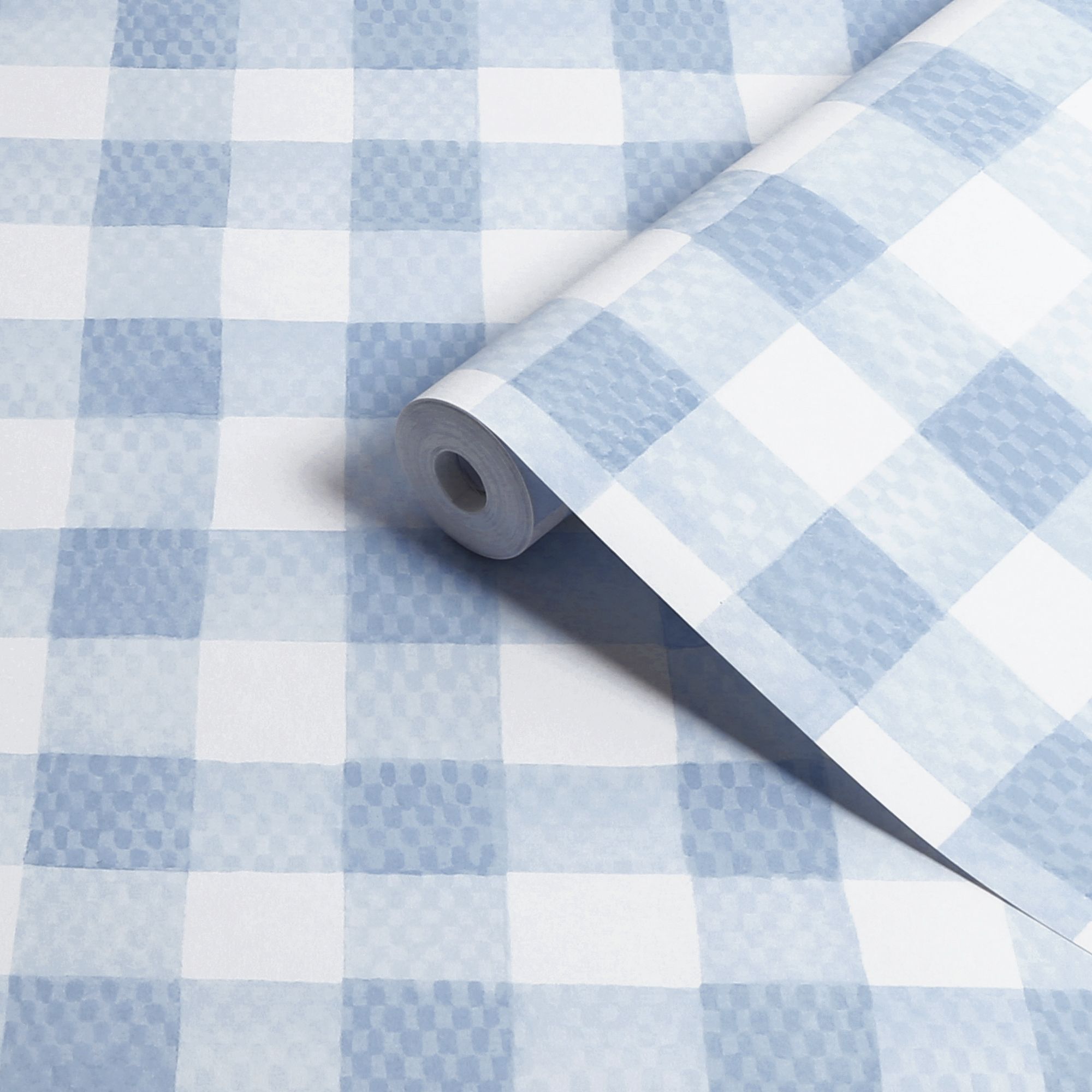 Cath Kidston Blue Painted Gingham Smooth Wallpaper