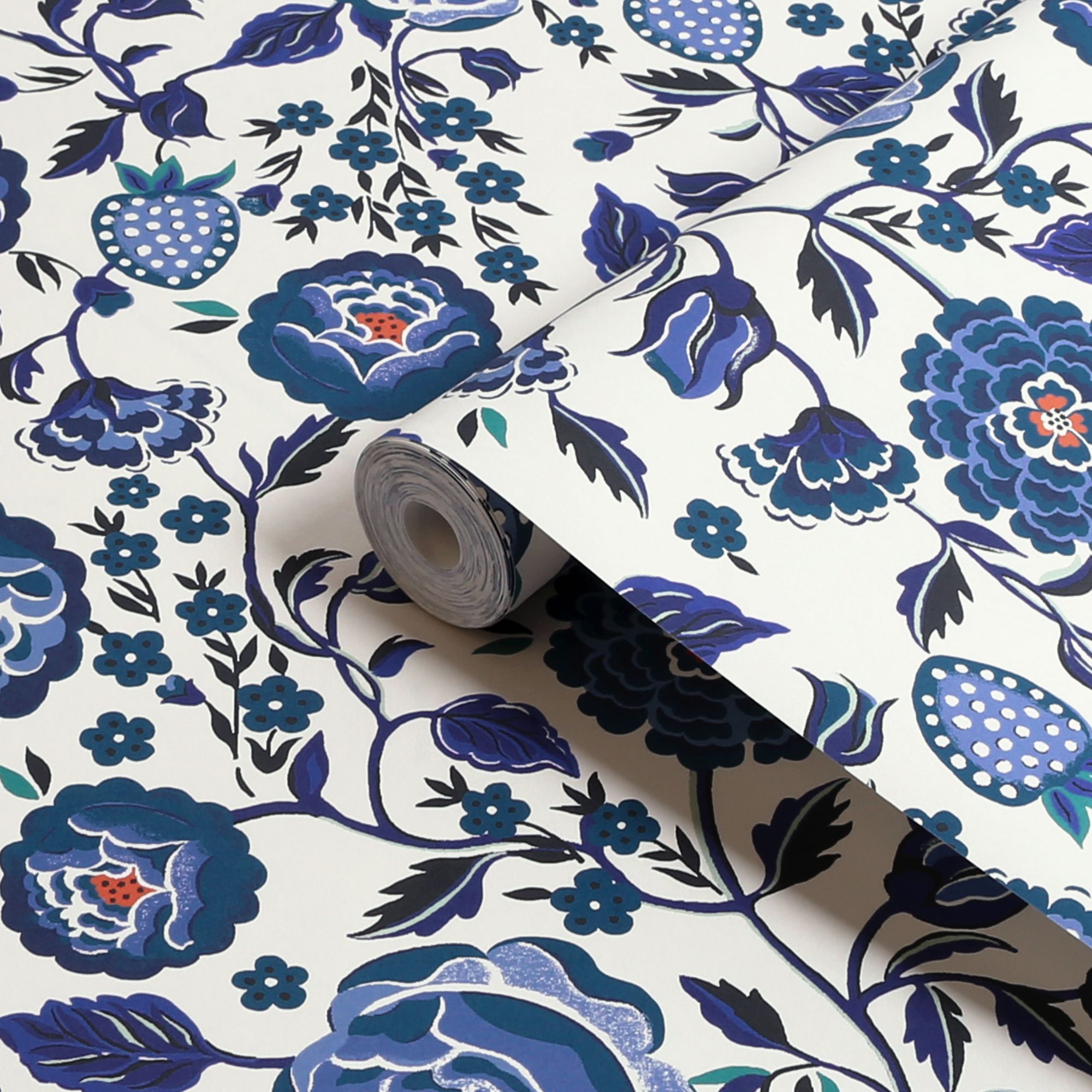 Cath Kidston Blue Strawberry Garden Smooth Wallpaper