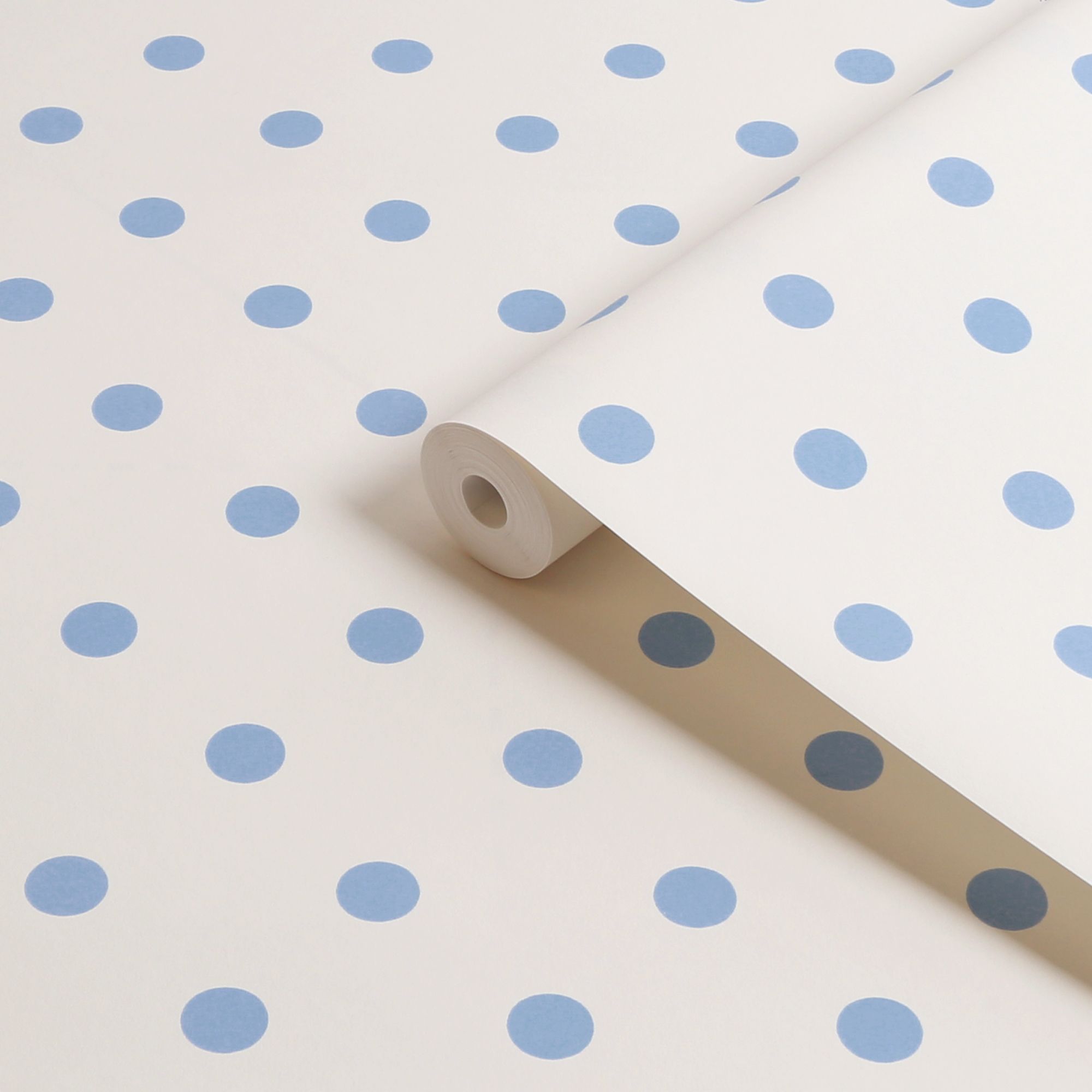 Cath Kidston Cream & Blue Button Spot Smooth Wallpaper