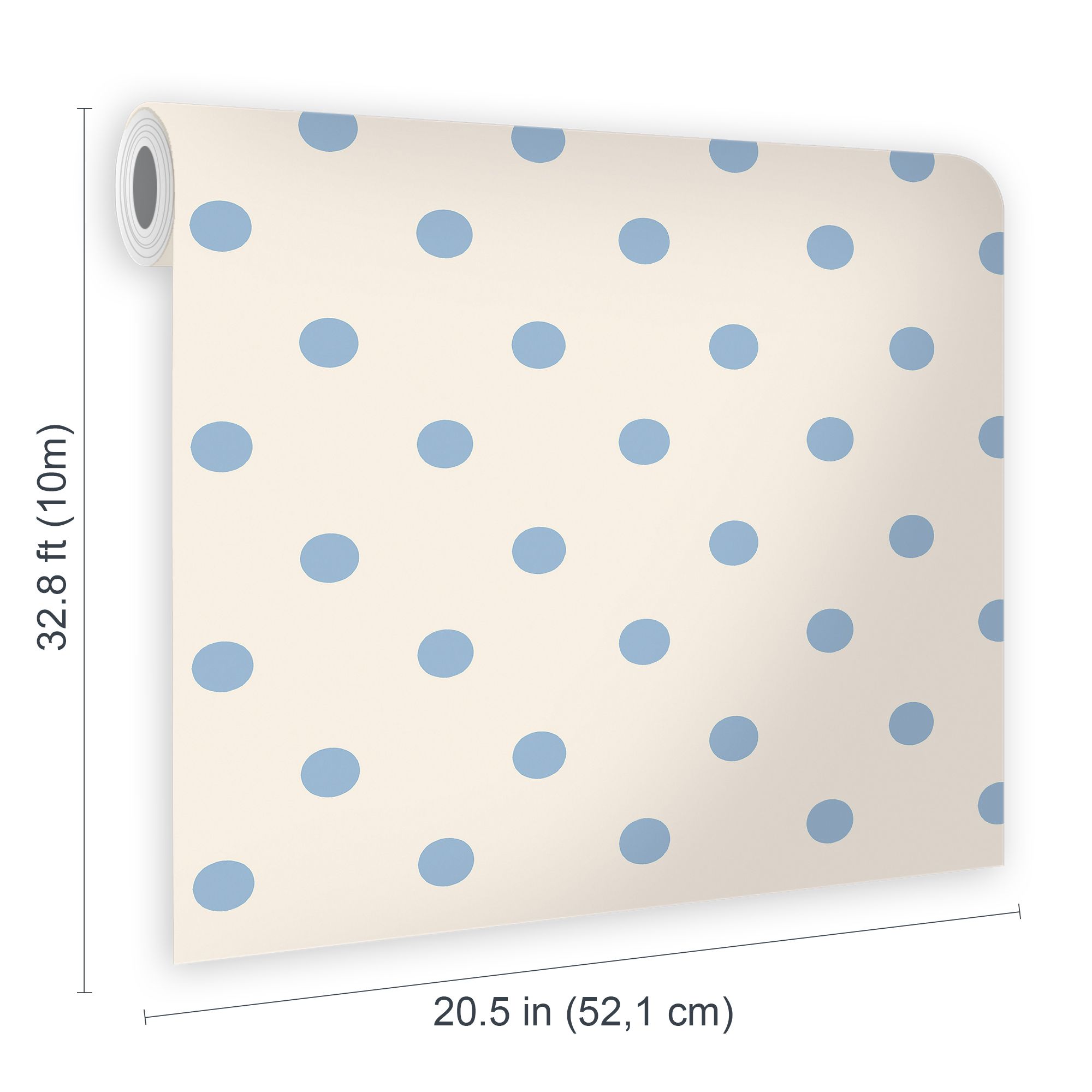 Cath Kidston Cream & Blue Button Spot Smooth Wallpaper
