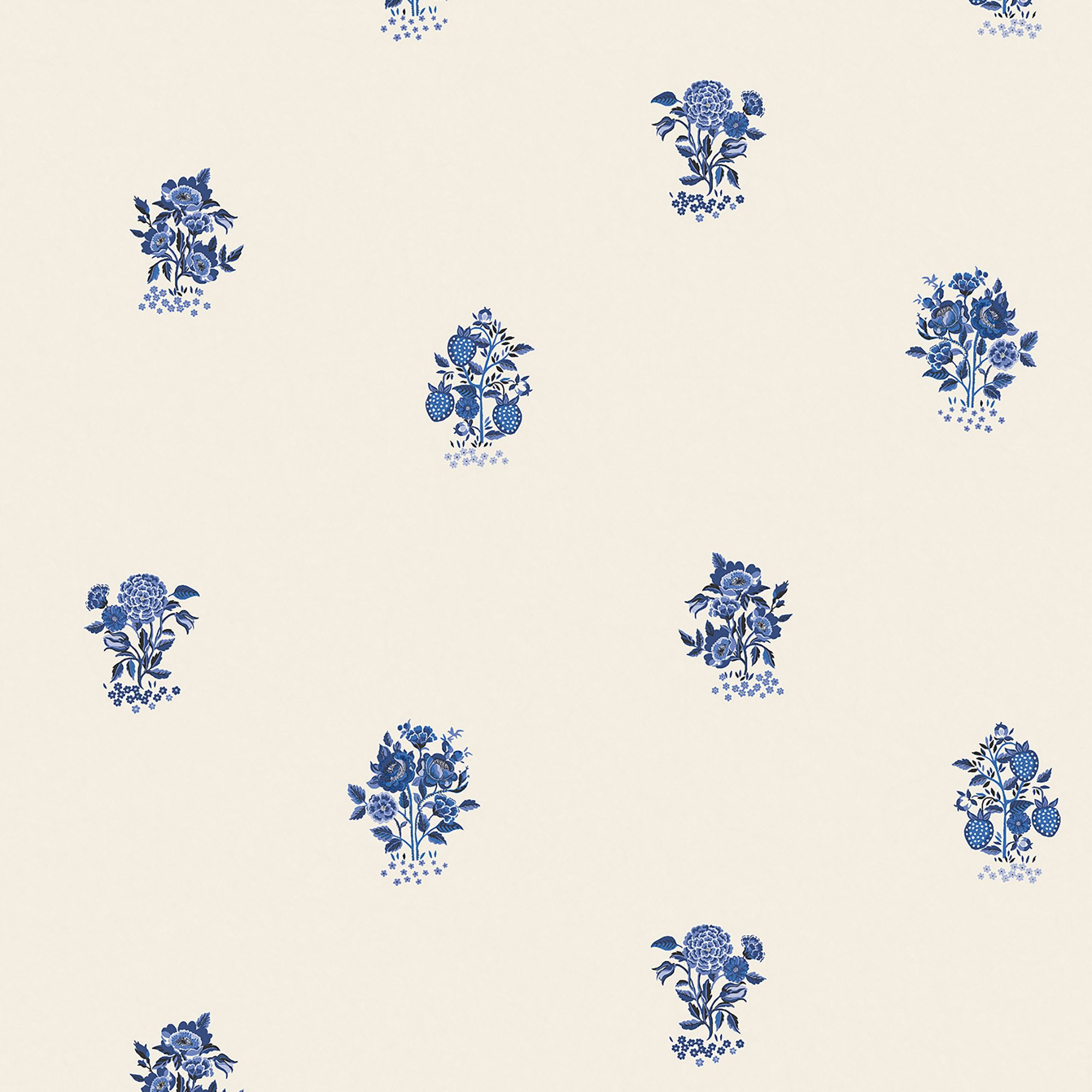 Cath Kidston Cream & Blue Kingdom Posey Smooth Wallpaper