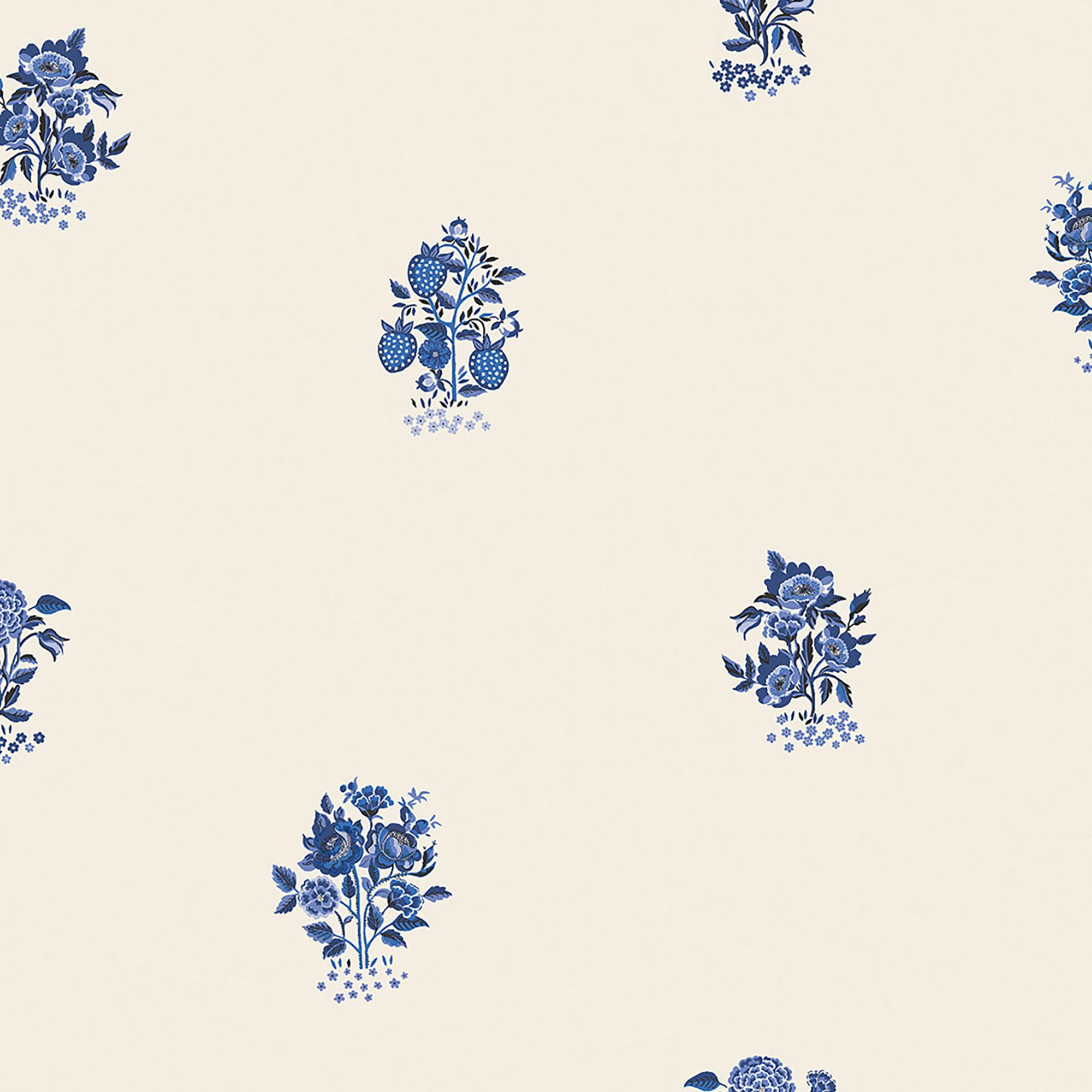 Cath Kidston Cream & Blue Kingdom Posey Smooth Wallpaper