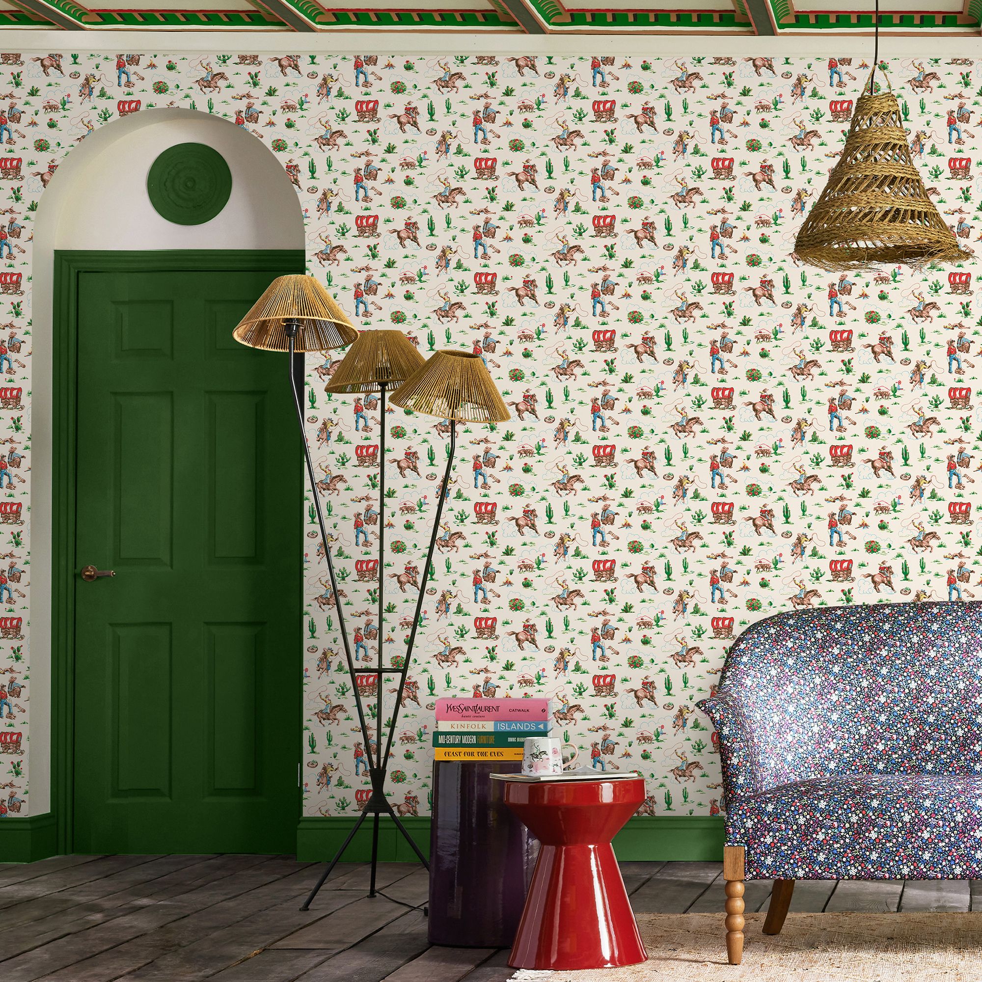Cath Kidston Cream & Multicolour Cowgirls Smooth Wallpaper