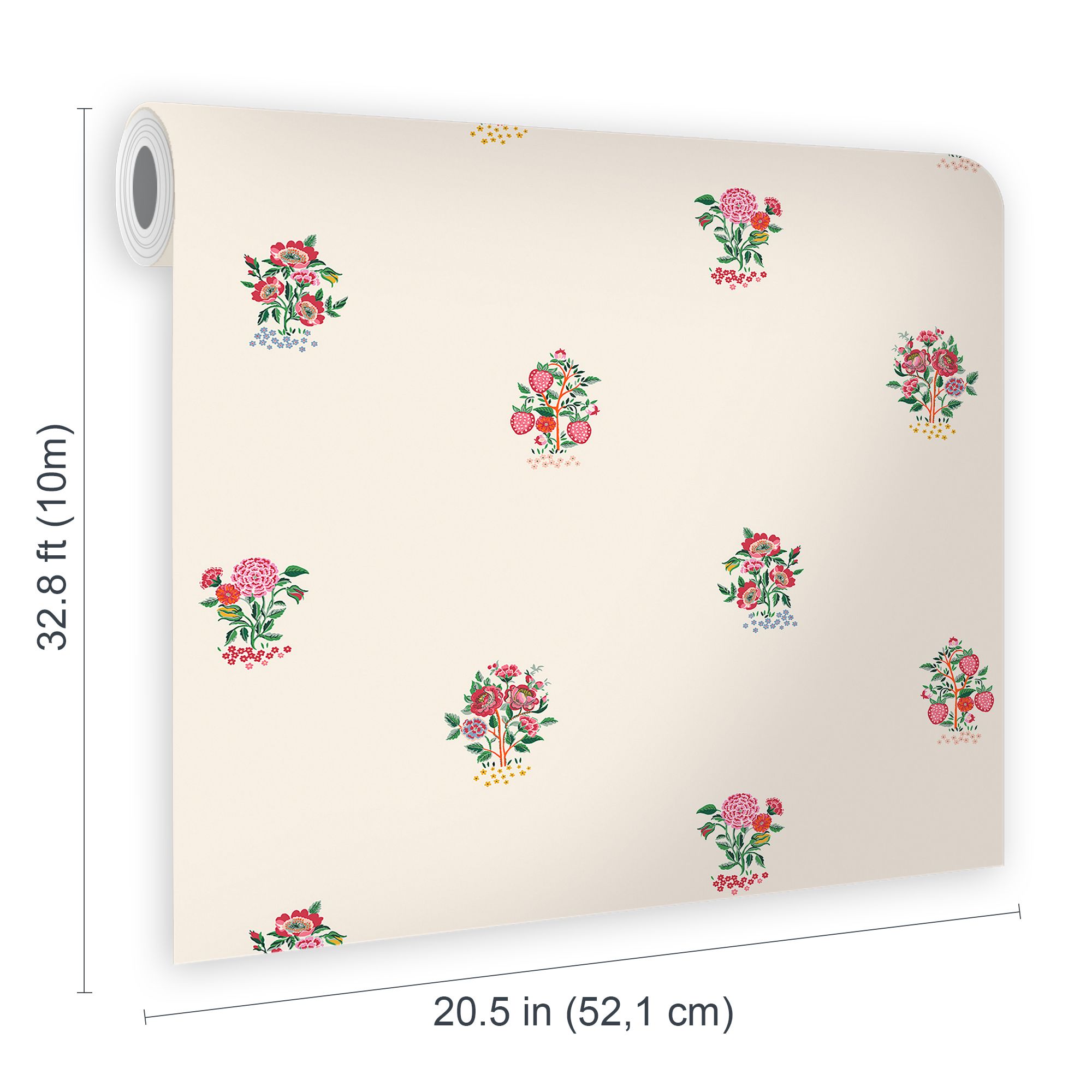 Cath Kidston Cream & Rose Kingdom Posey Smooth Wallpaper