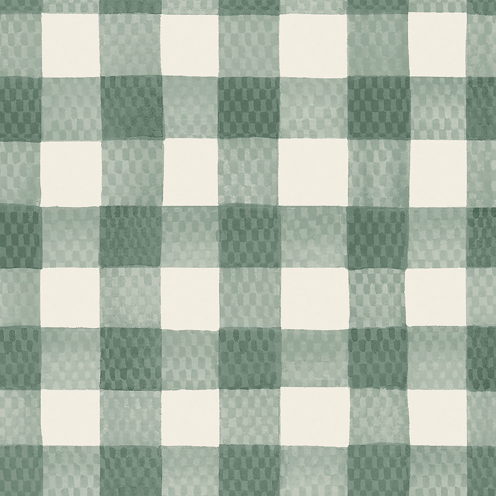 Cath Kidston Green & Cream Painted Gingham Smooth Wallpaper