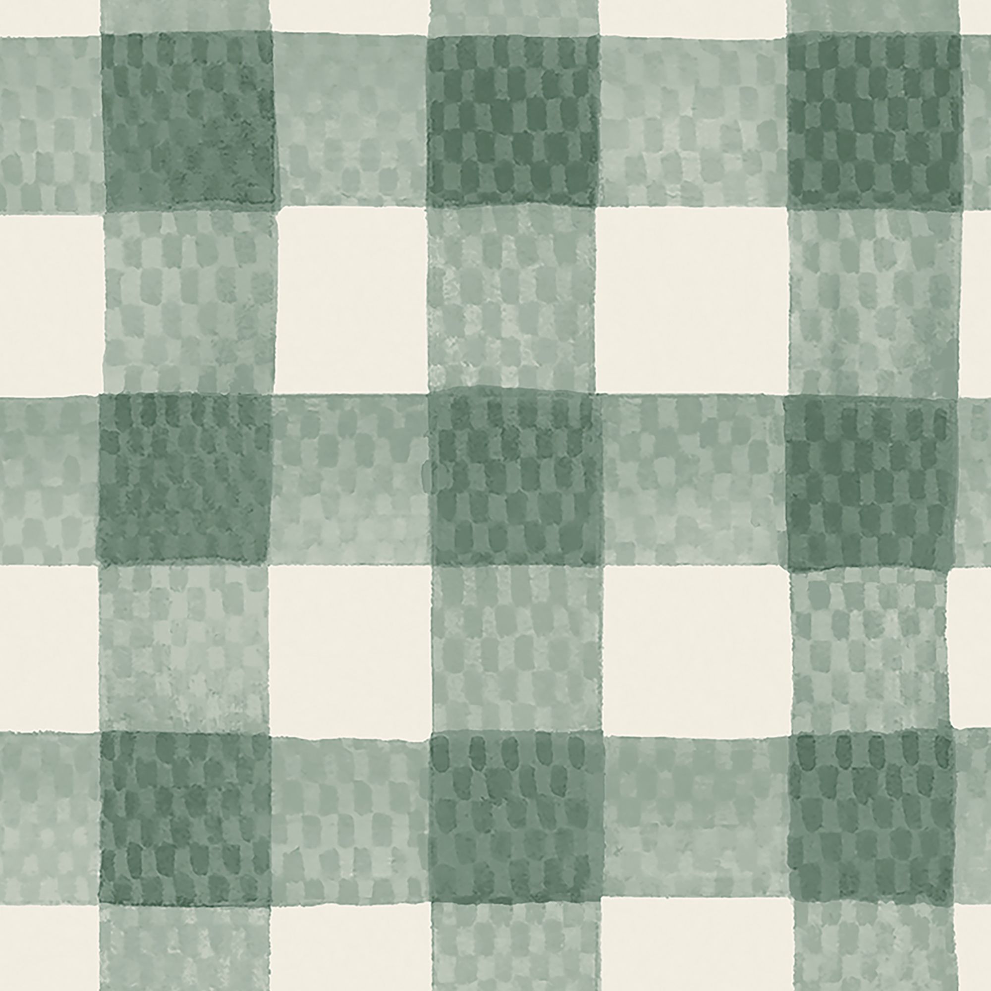 Cath Kidston Green & Cream Painted Gingham Smooth Wallpaper