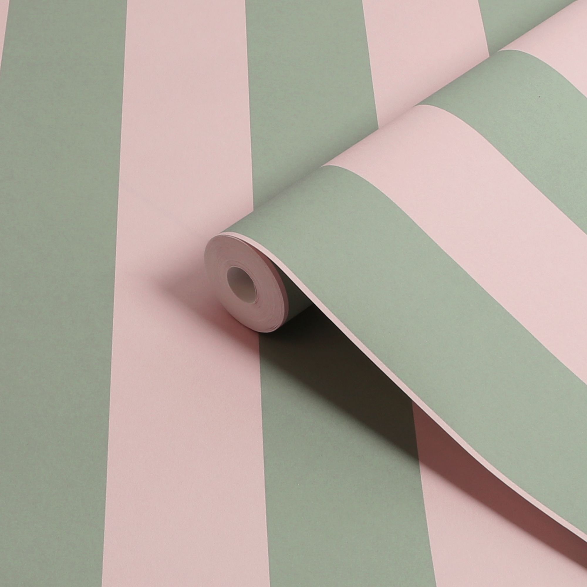 Cath Kidston Green & Pink Canopy Stripe Smooth Wallpaper