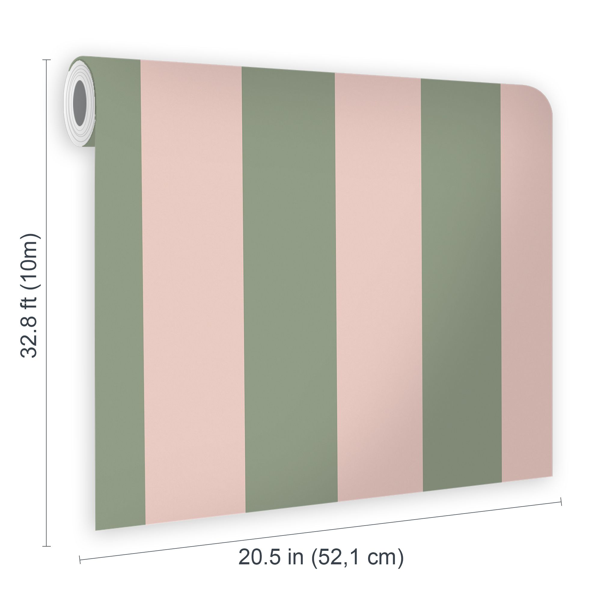 Cath Kidston Green & Pink Canopy Stripe Smooth Wallpaper