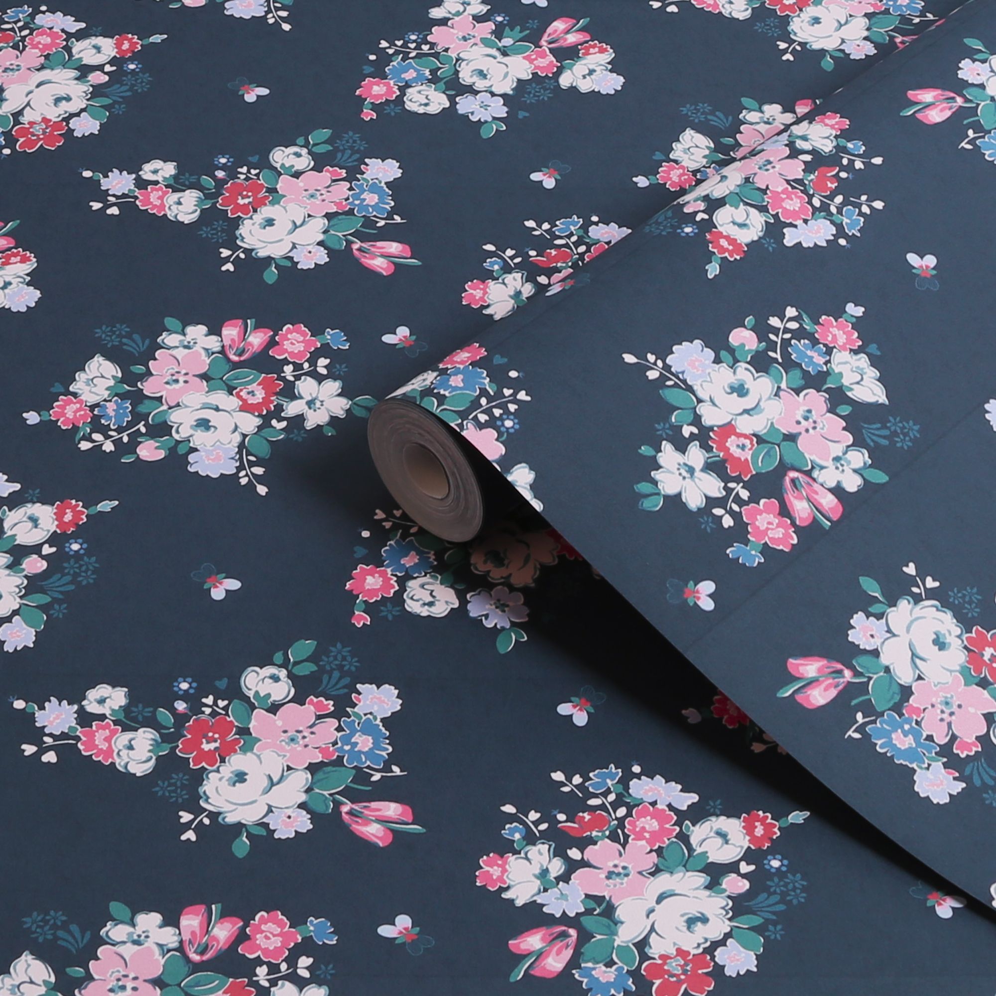 Cath Kidston Navy Clifton Floral Smooth Wallpaper