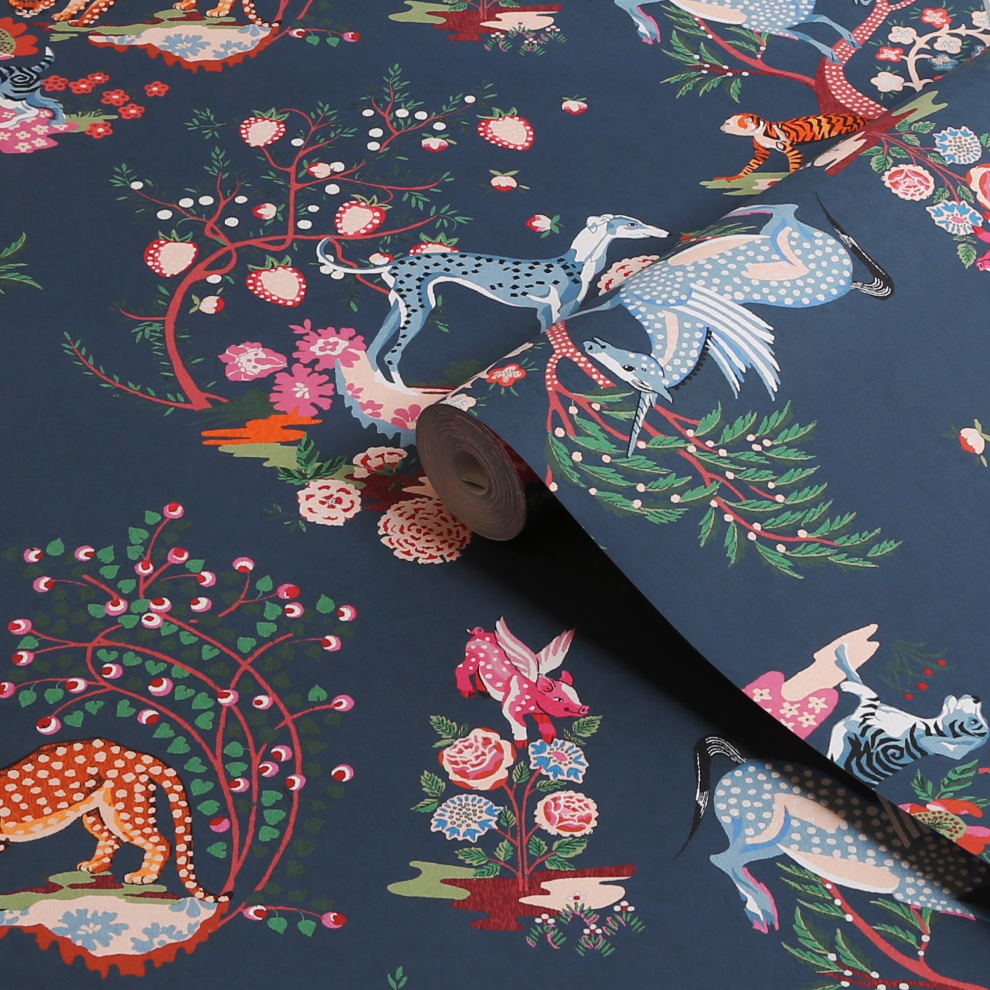 Cath Kidston Navy Painted Kingdom Smooth Wallpaper
