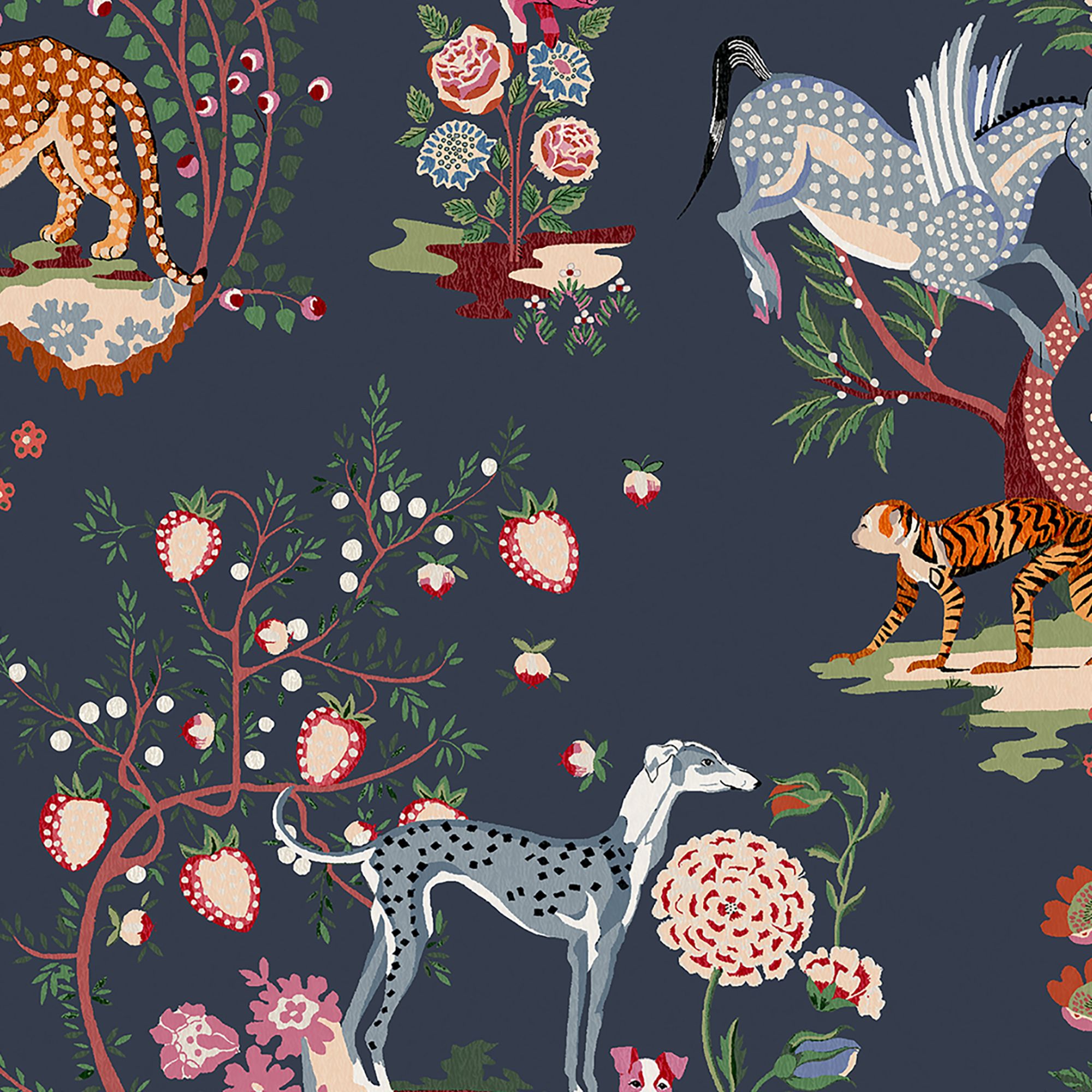 Cath Kidston Navy Painted Kingdom Smooth Wallpaper