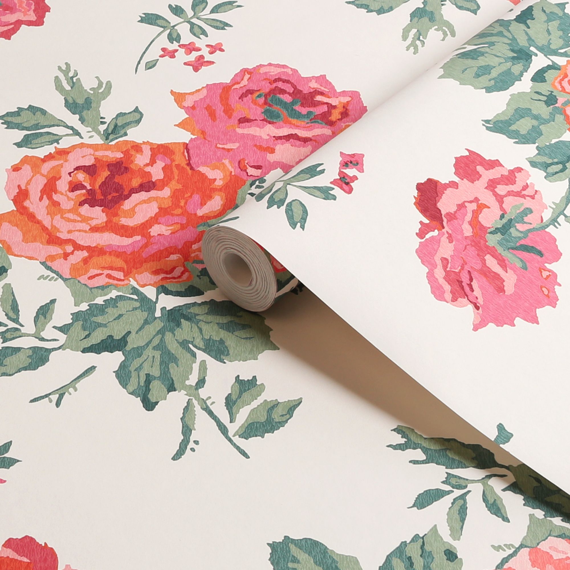 Cath Kidston Pink Blooms Archive Rose Smooth Wallpaper