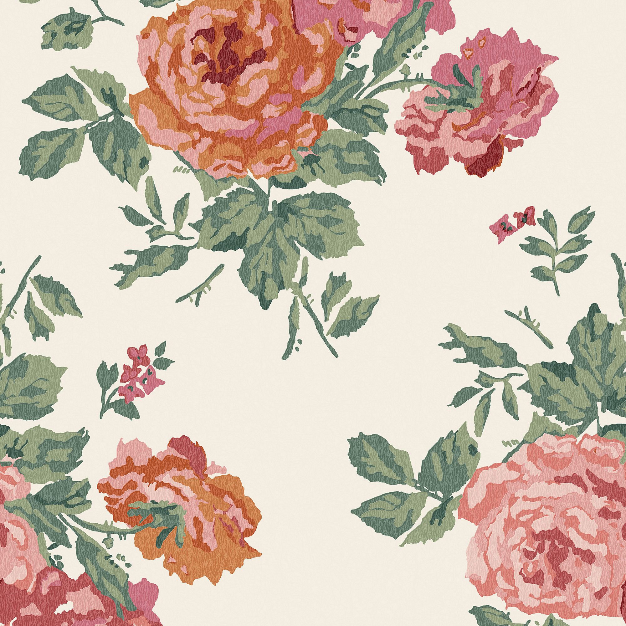 Cath Kidston Pink Blooms Archive Rose Smooth Wallpaper