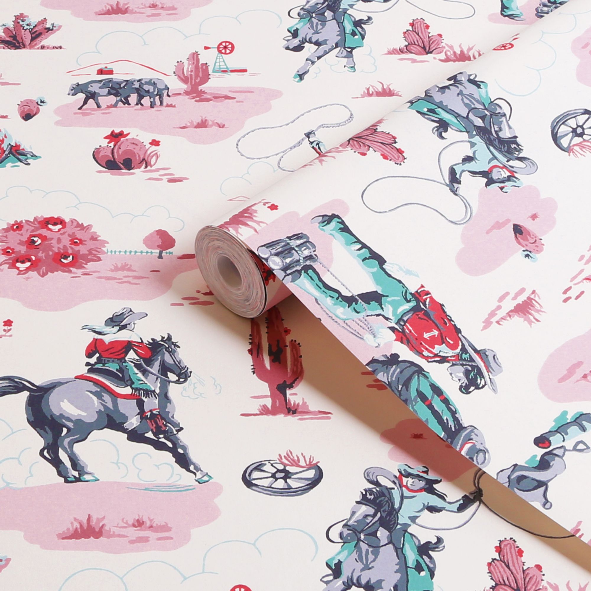 Cath Kidston Pink Cowgirls Smooth Wallpaper
