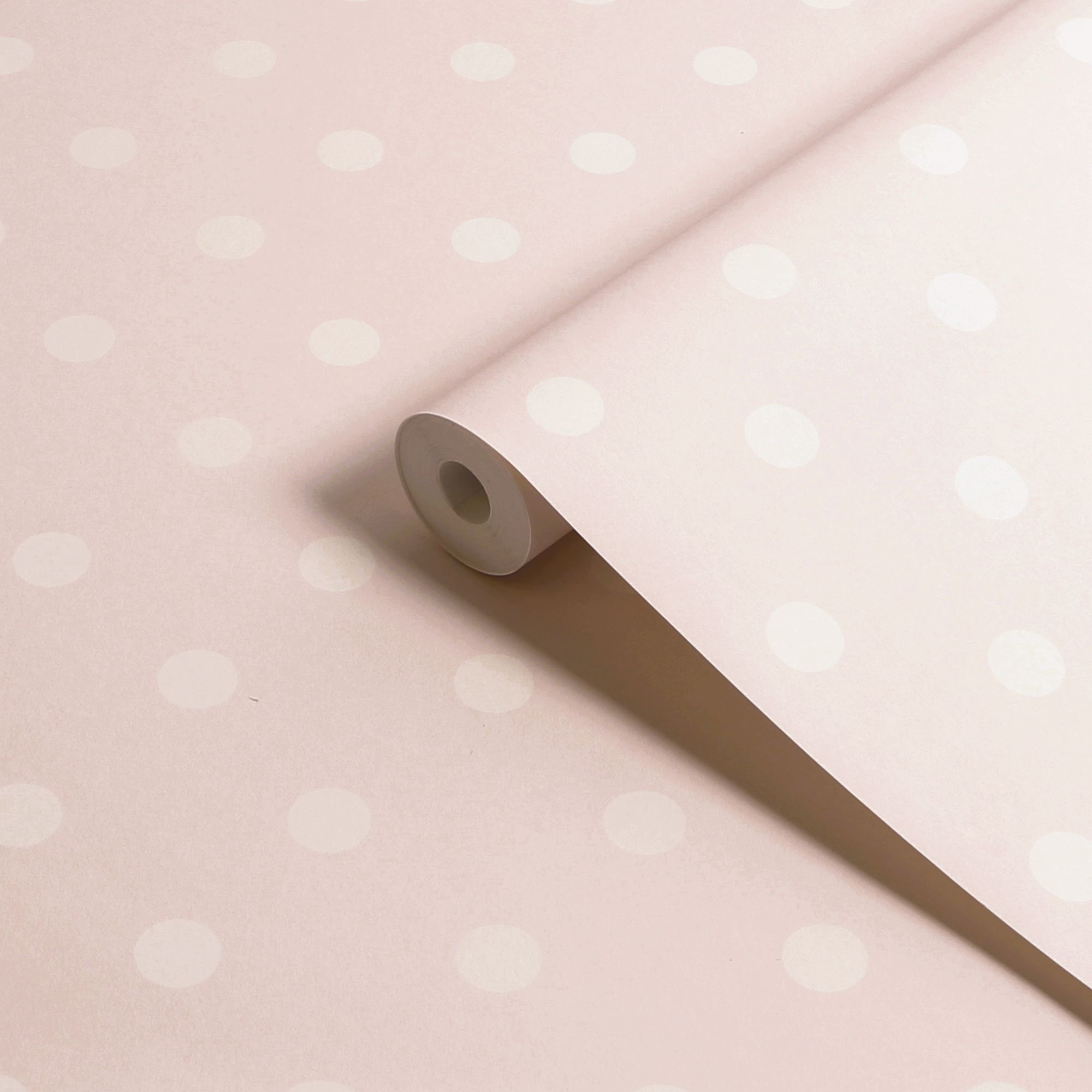 Cath Kidston Pink & Cream Button Spot Patterned Smooth Wallpaper