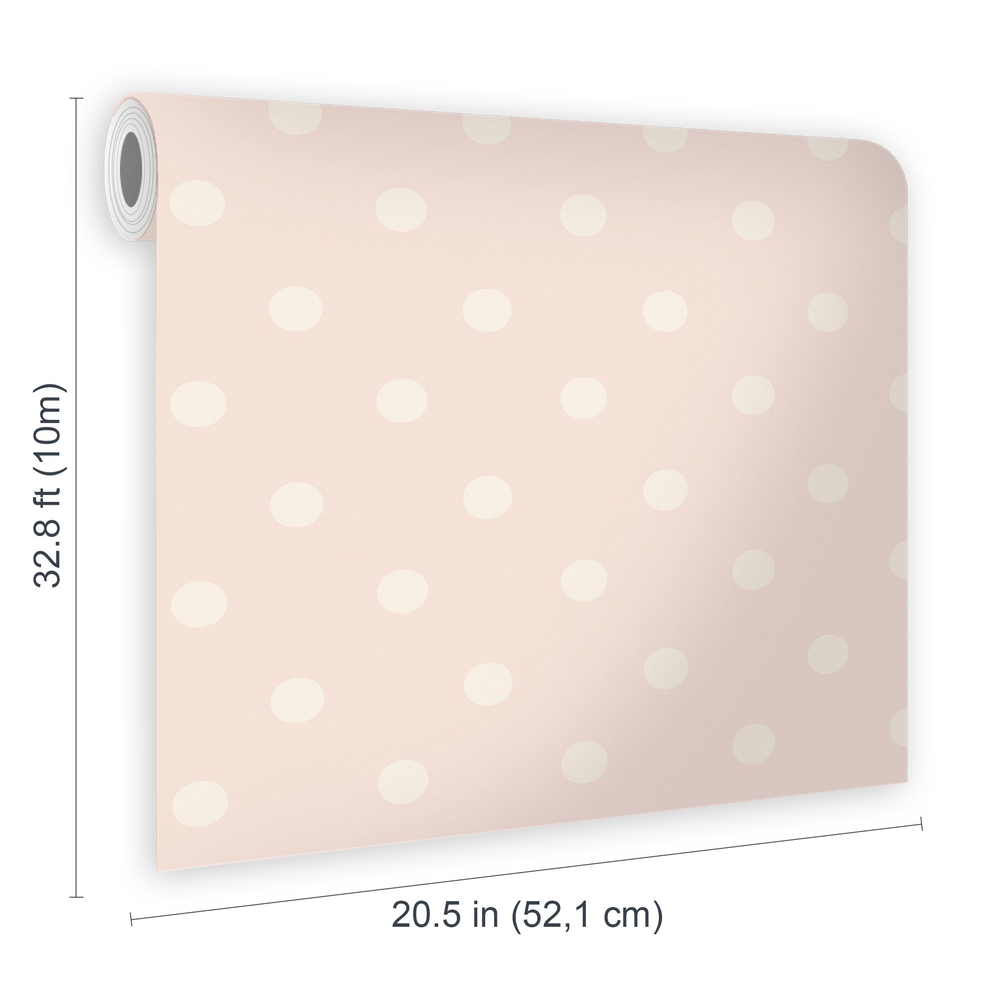 Cath Kidston Pink & Cream Button Spot Smooth Wallpaper