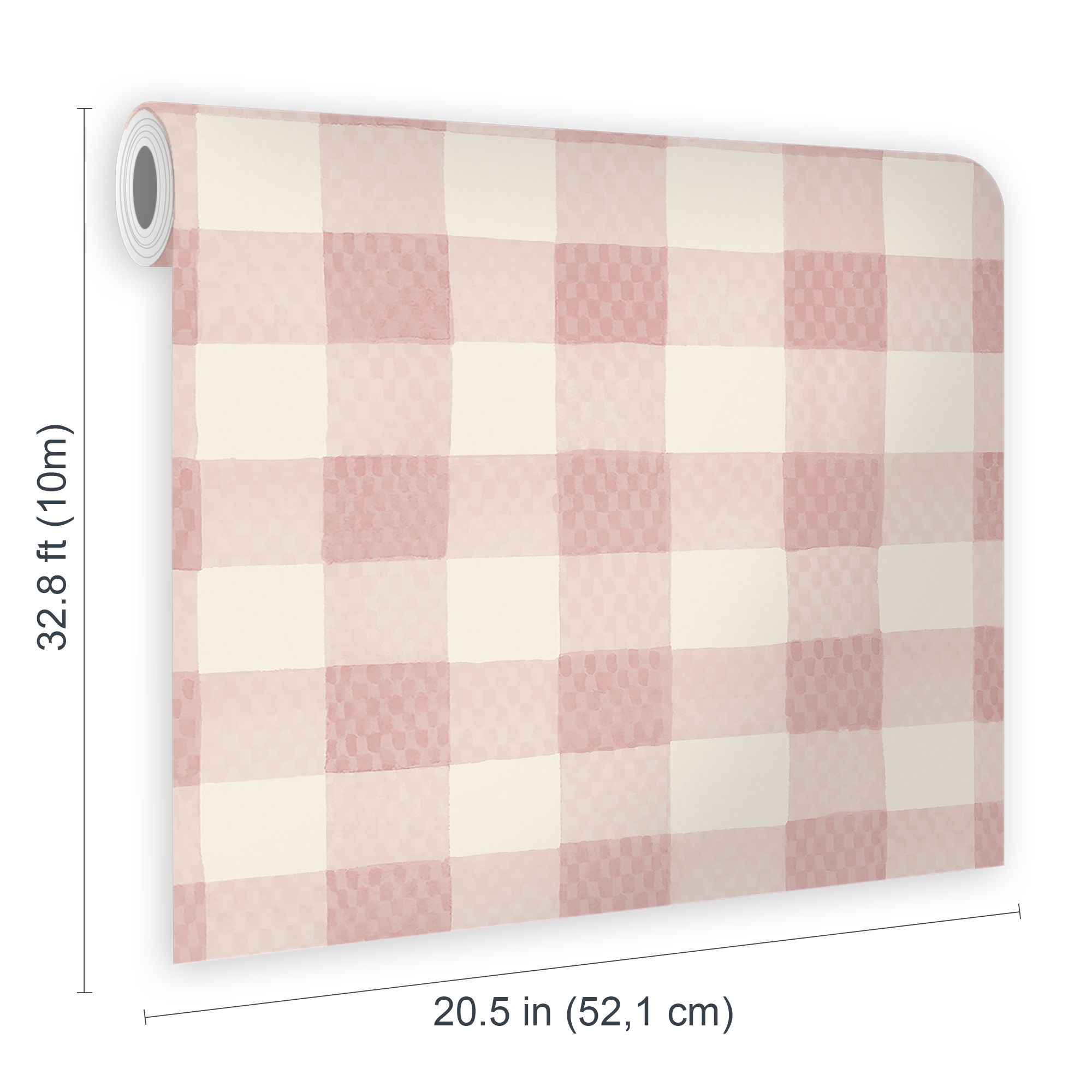 Cath Kidston Pink & Cream Painted Gingham Smooth Wallpaper