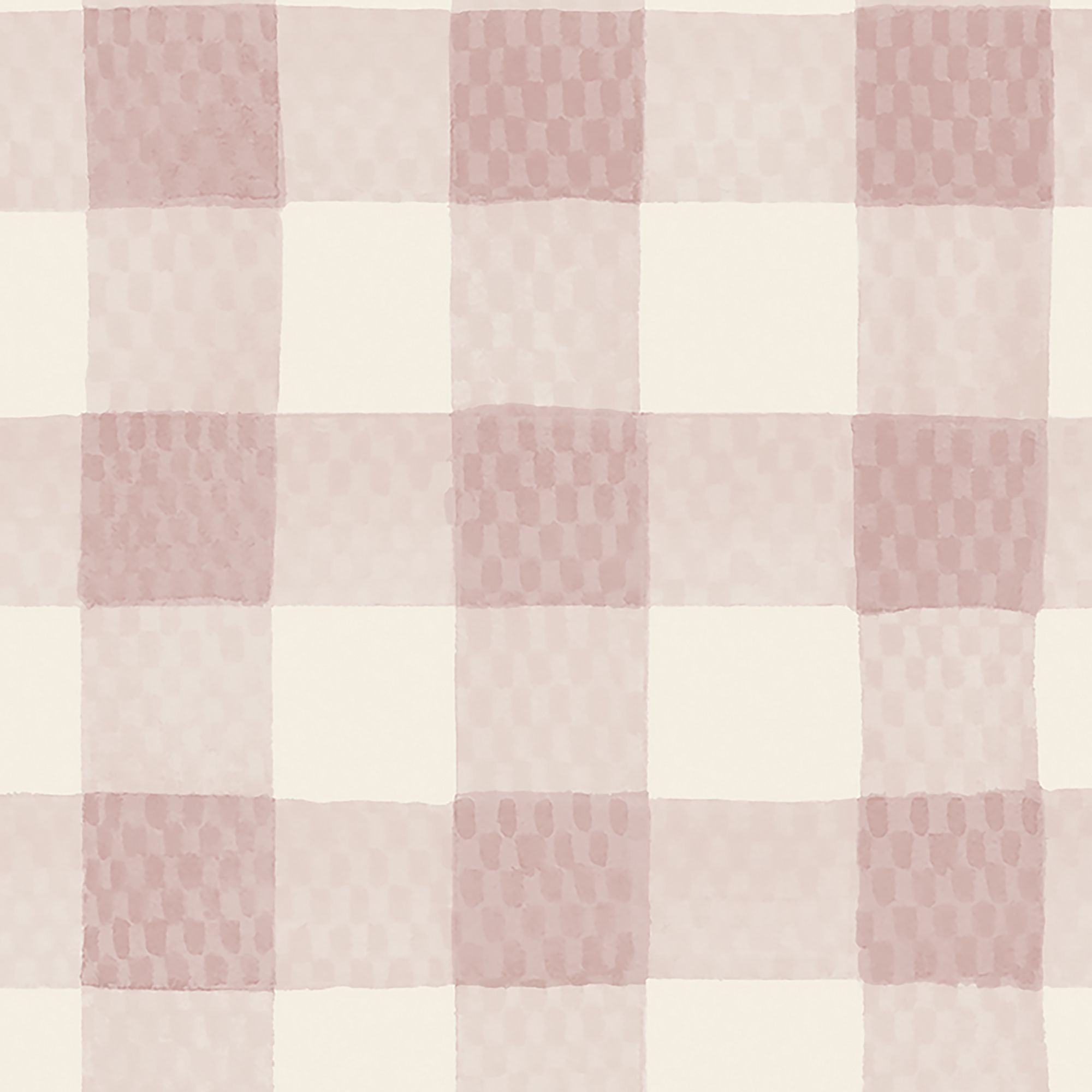 Cath Kidston Pink & Cream Painted Gingham Smooth Wallpaper