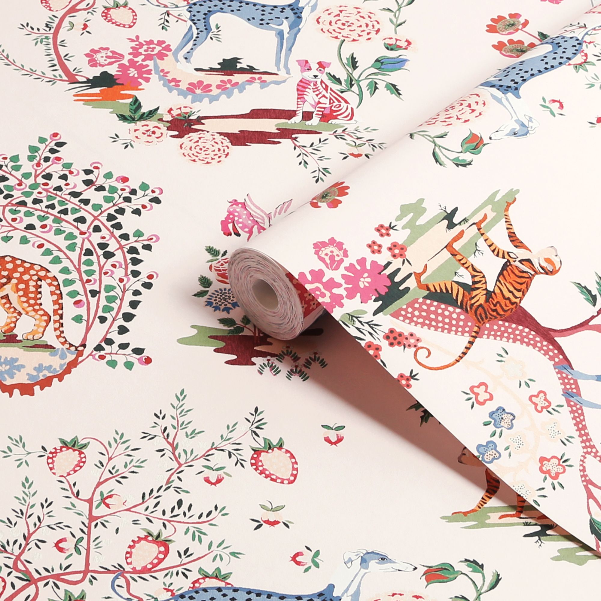 Cath Kidston Pink Painted Kingdom Smooth Wallpaper