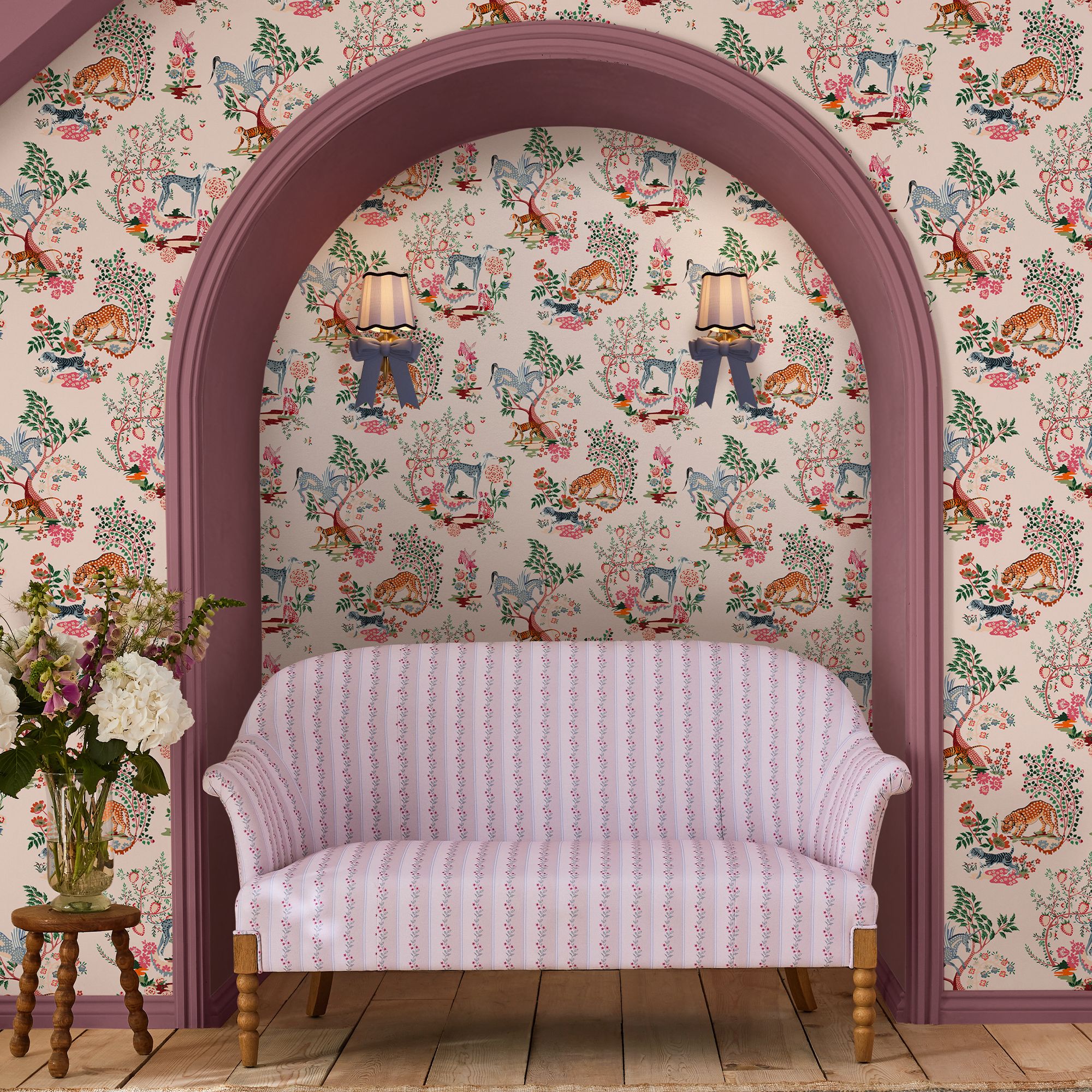 Cath Kidston Pink Painted Kingdom Smooth Wallpaper