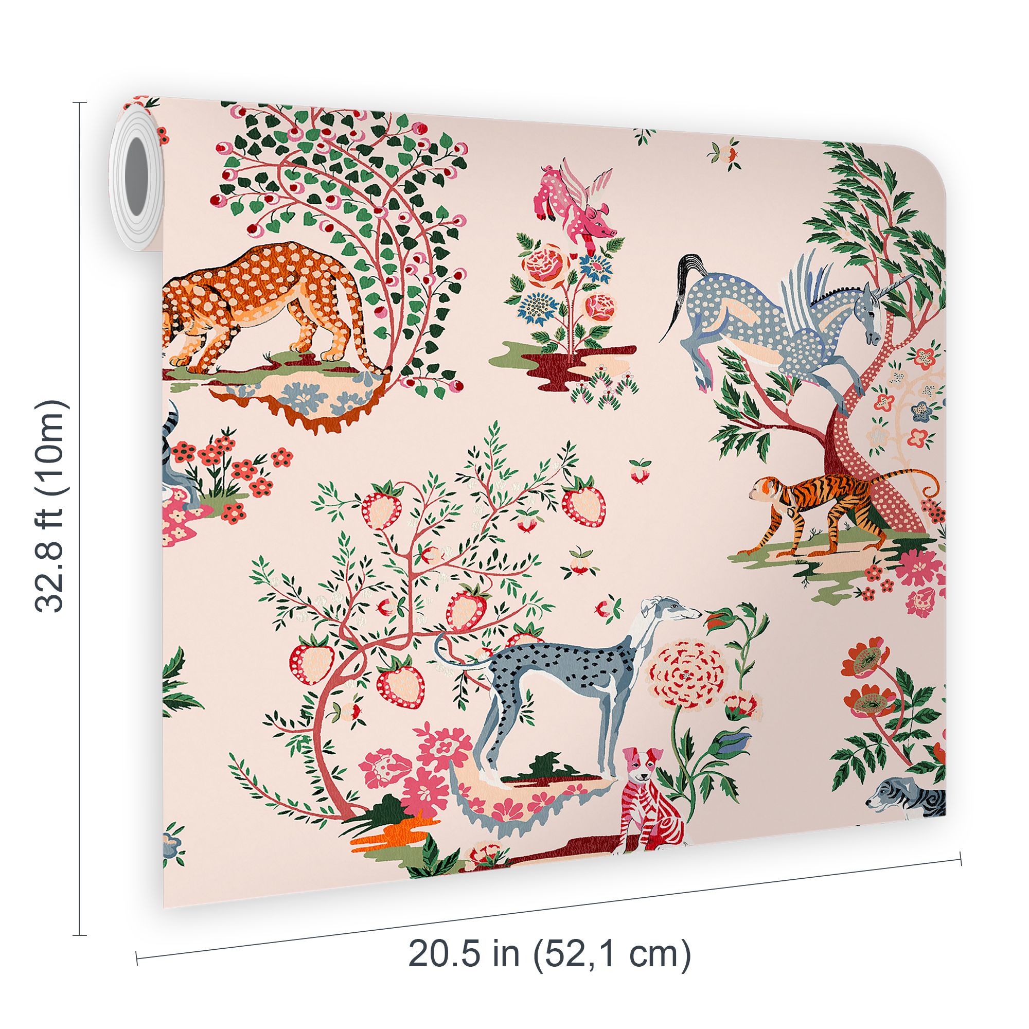 Cath Kidston Pink Painted Kingdom Smooth Wallpaper