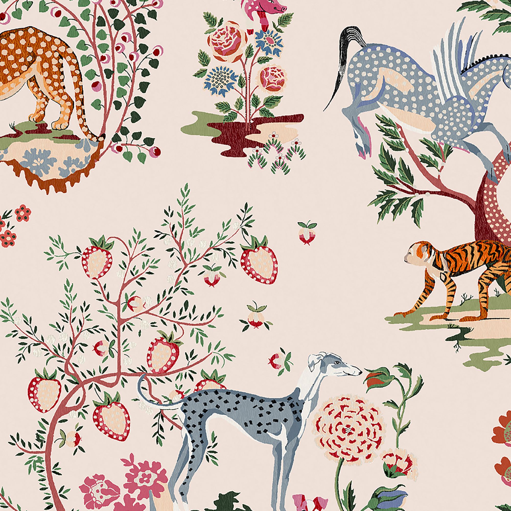 Cath Kidston Pink Painted Kingdom Smooth Wallpaper