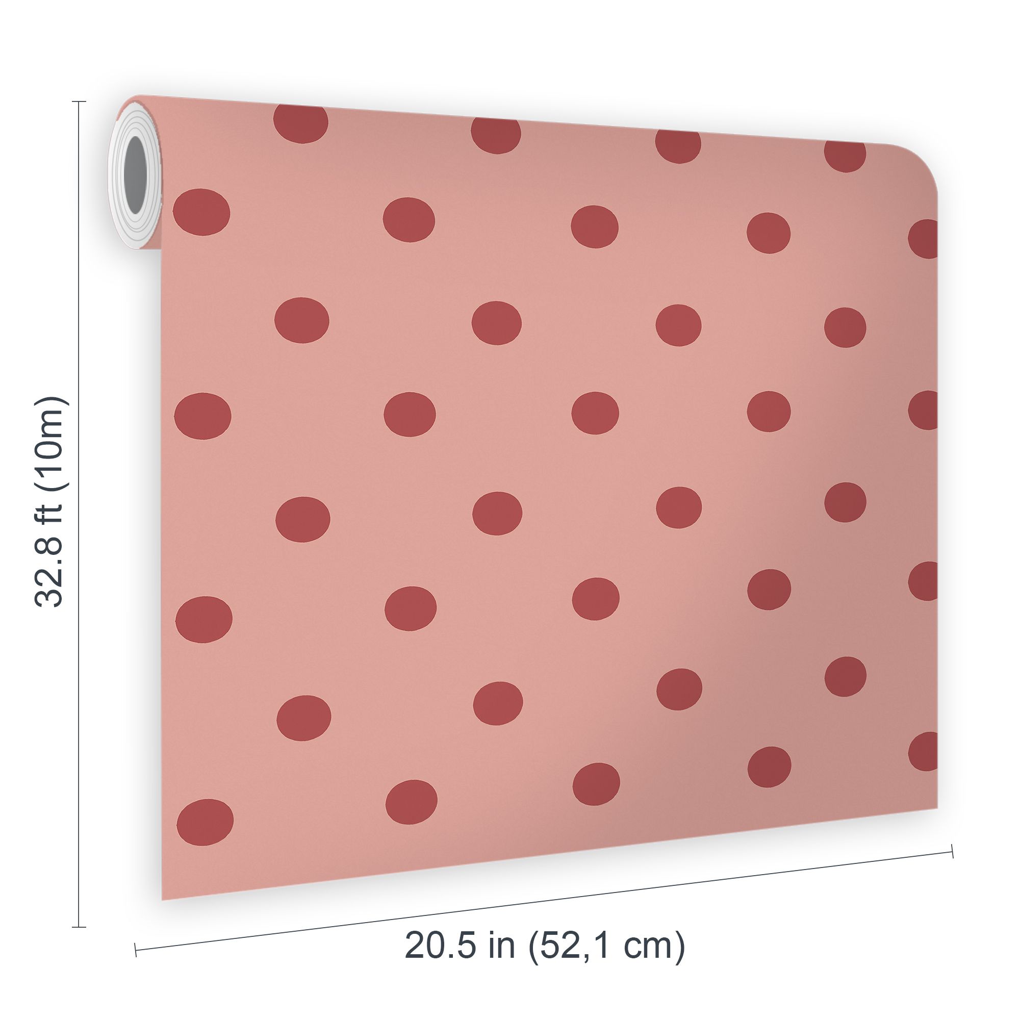 Cath Kidston Pink & Red Button Spot Smooth Wallpaper