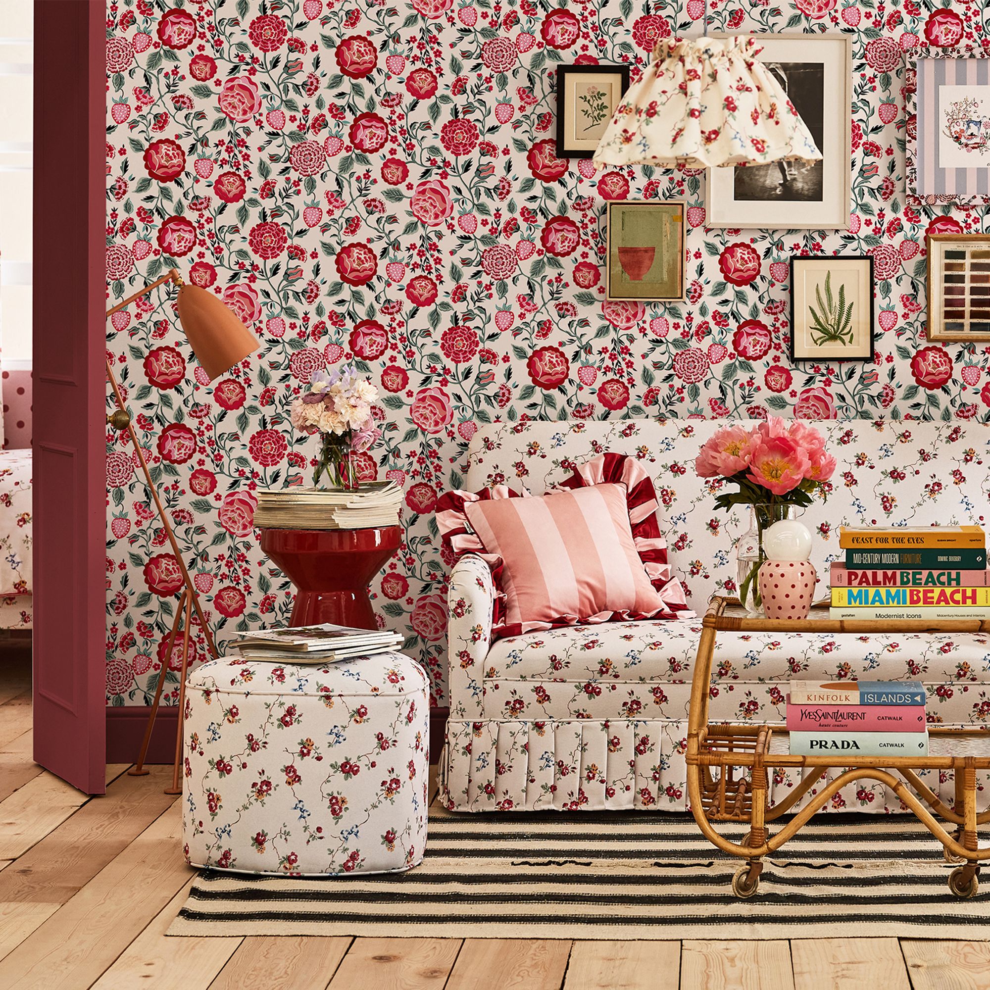 Cath Kidston Rose Strawberry Garden Smooth Wallpaper
