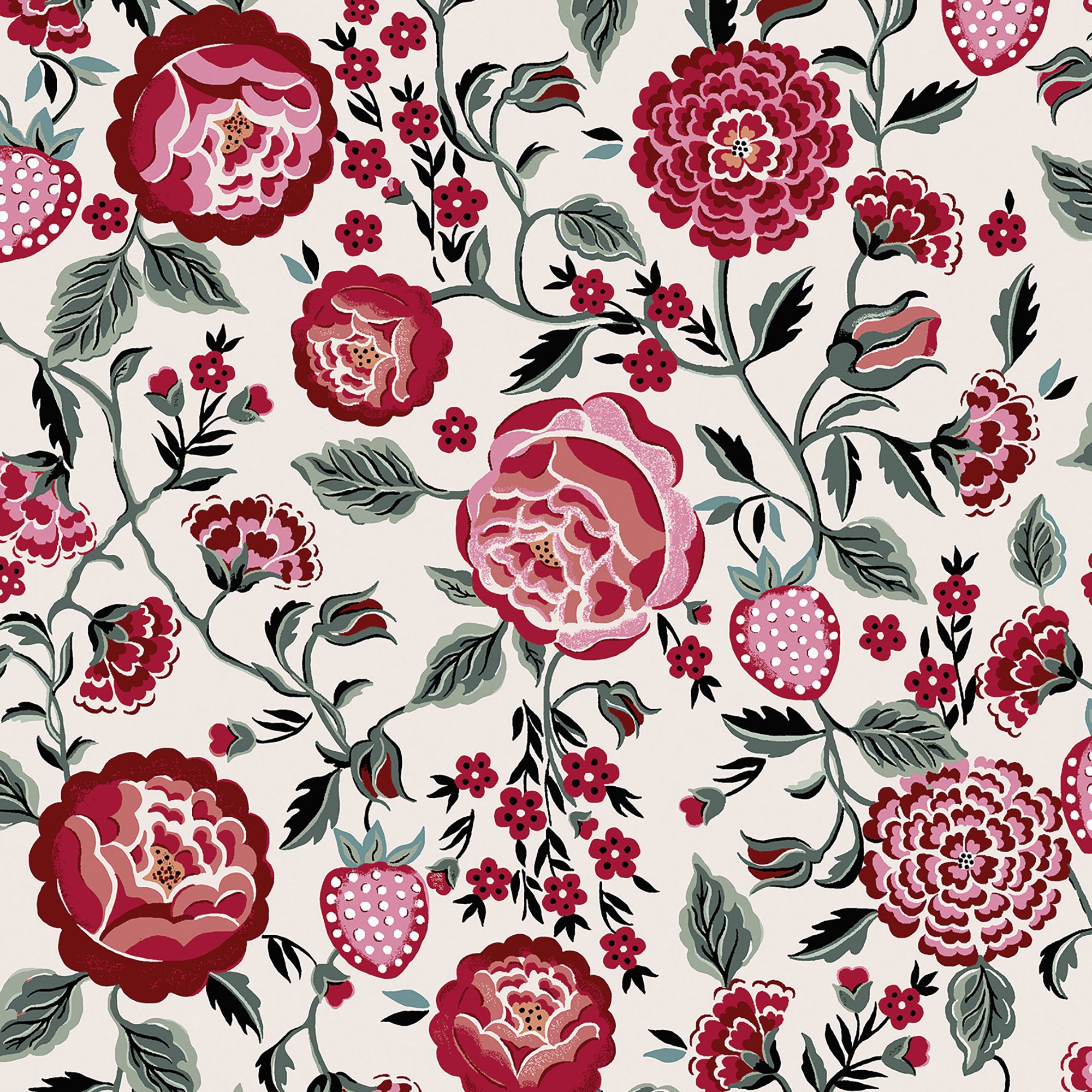 Cath Kidston Rose Strawberry Garden Smooth Wallpaper