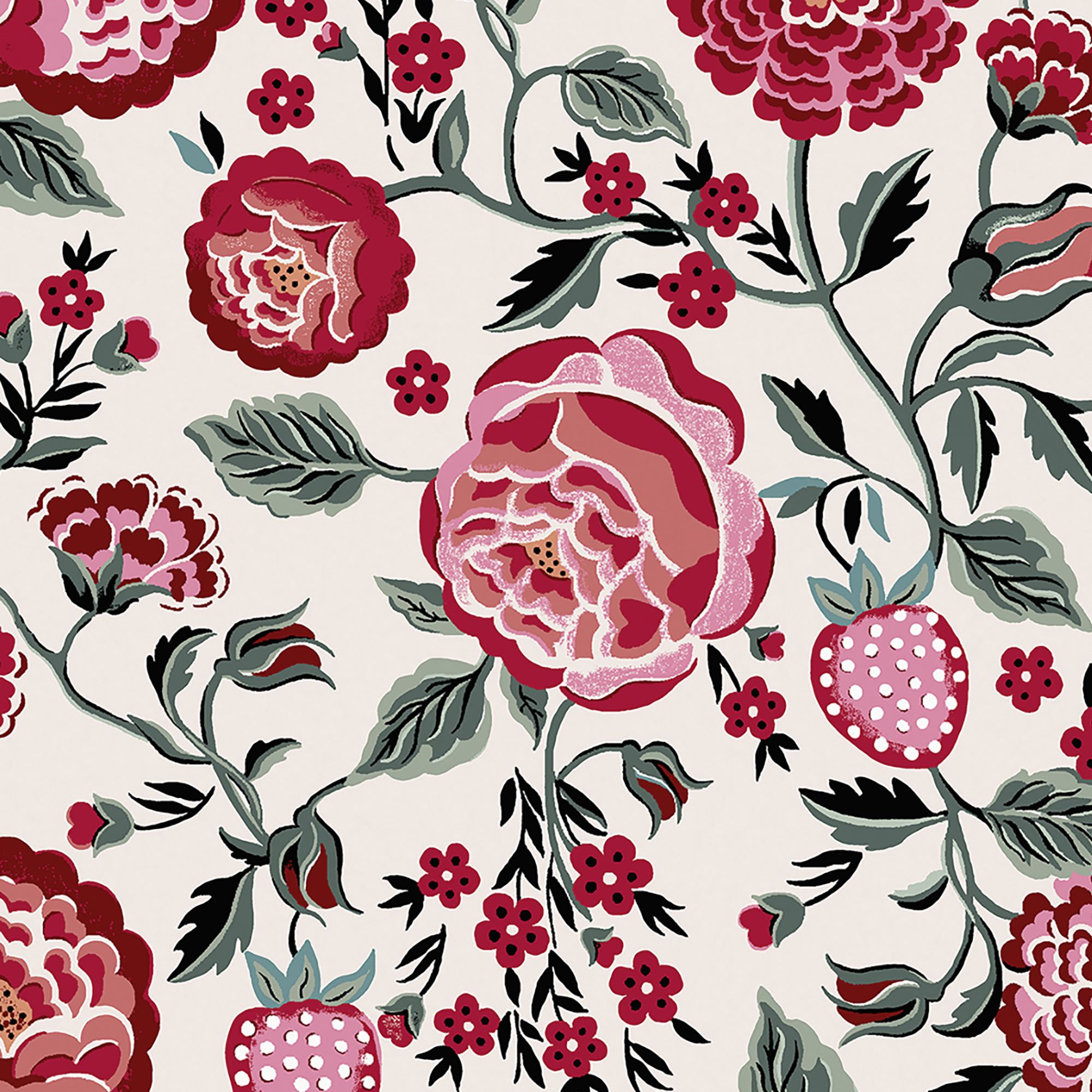 Cath Kidston Rose Strawberry Garden Smooth Wallpaper