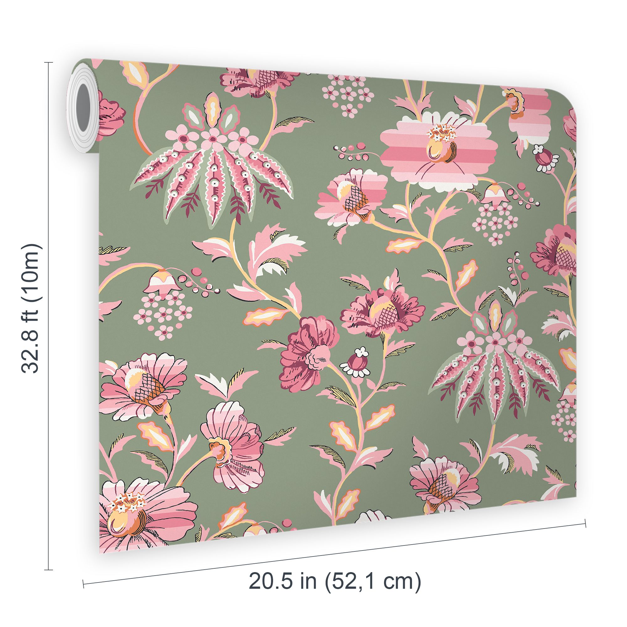 Cath Kidston Sage & Pink Friendship Garden Smooth Wallpaper