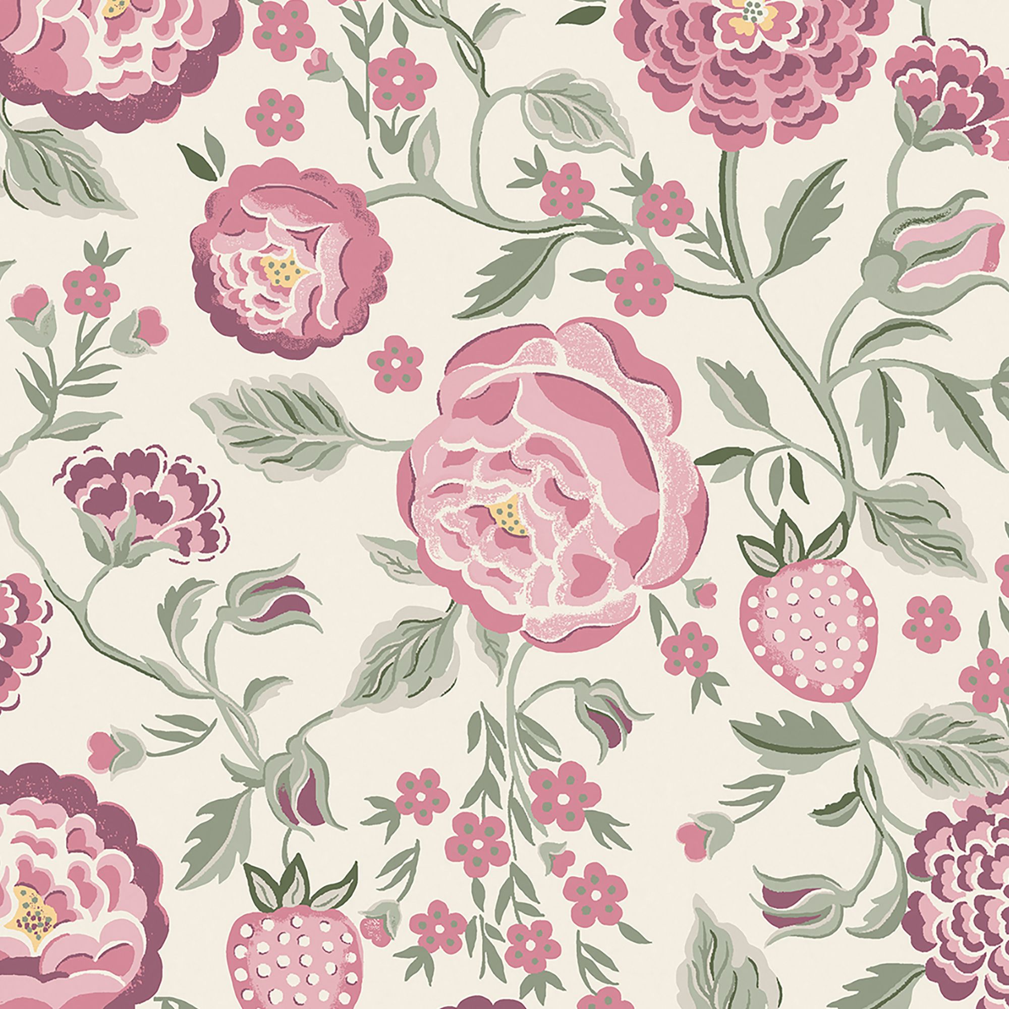 Cath Kidston Spring Strawberry Garden Smooth Wallpaper