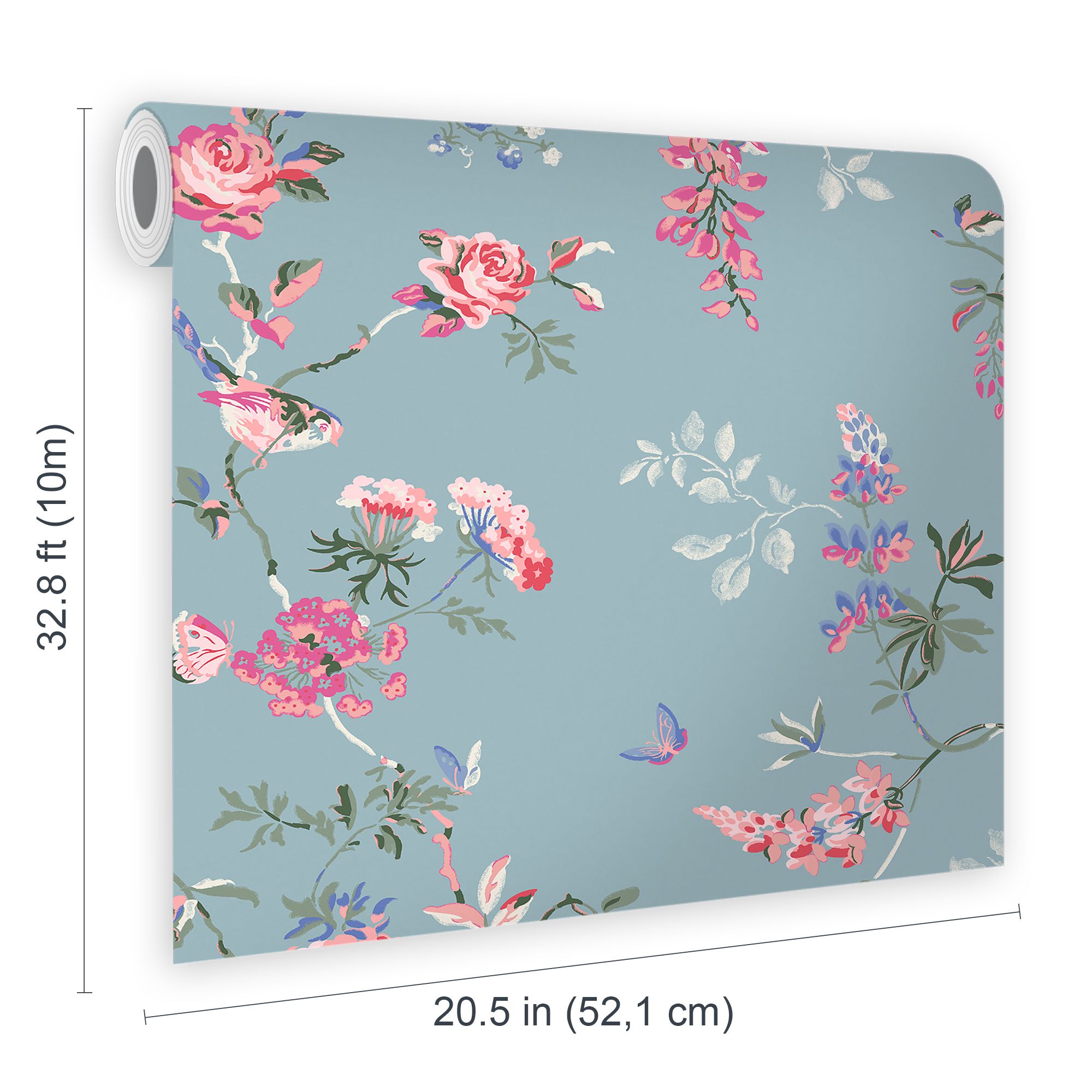 Cath Kidston Summer Birds & Roses Smooth Wallpaper