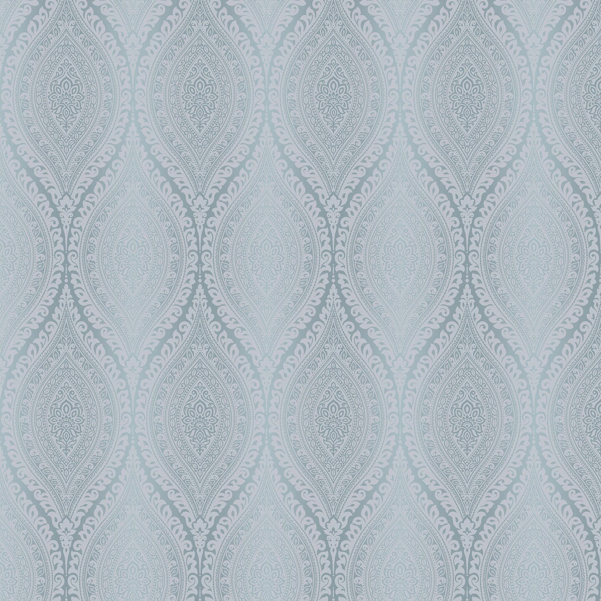 Celosi Blue Metallic effect Damask Textured Wallpaper Sample