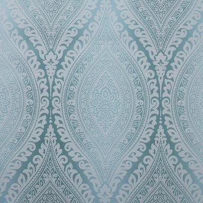 Celosi Blue Metallic effect Damask Textured Wallpaper