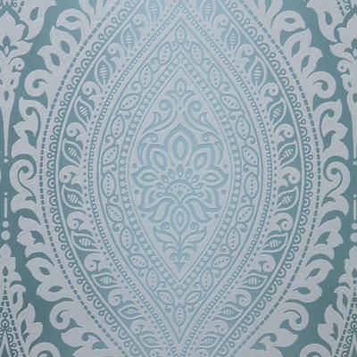 Celosi Blue Metallic effect Damask Textured Wallpaper