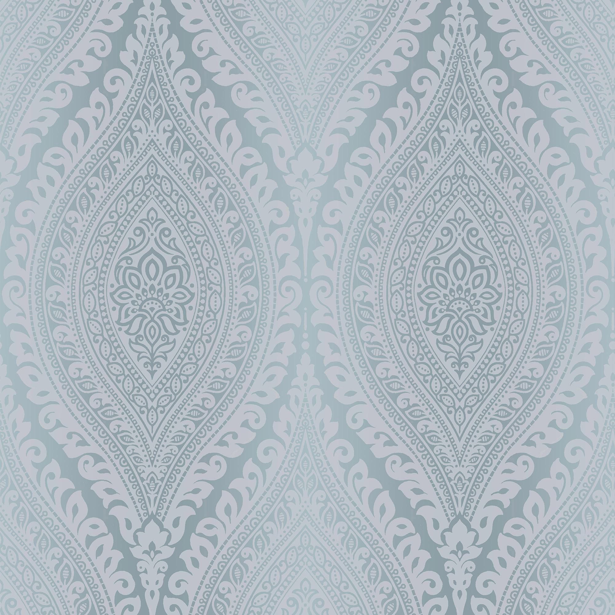 Celosi Blue Metallic effect Damask Textured Wallpaper