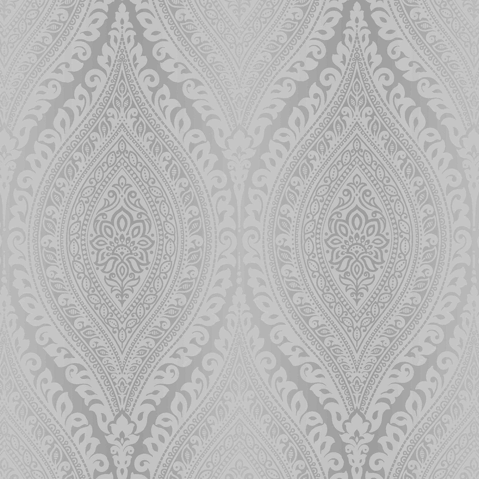 Celosi Grey Metallic effect Damask Textured Wallpaper Sample