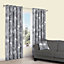 Centola Grey Leaves Lined Eyelet Curtains (W)117cm (L)137cm, Pair