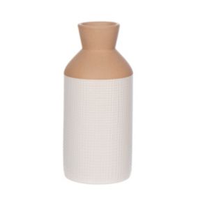 Ceramic Brown & White Vase, 21cm