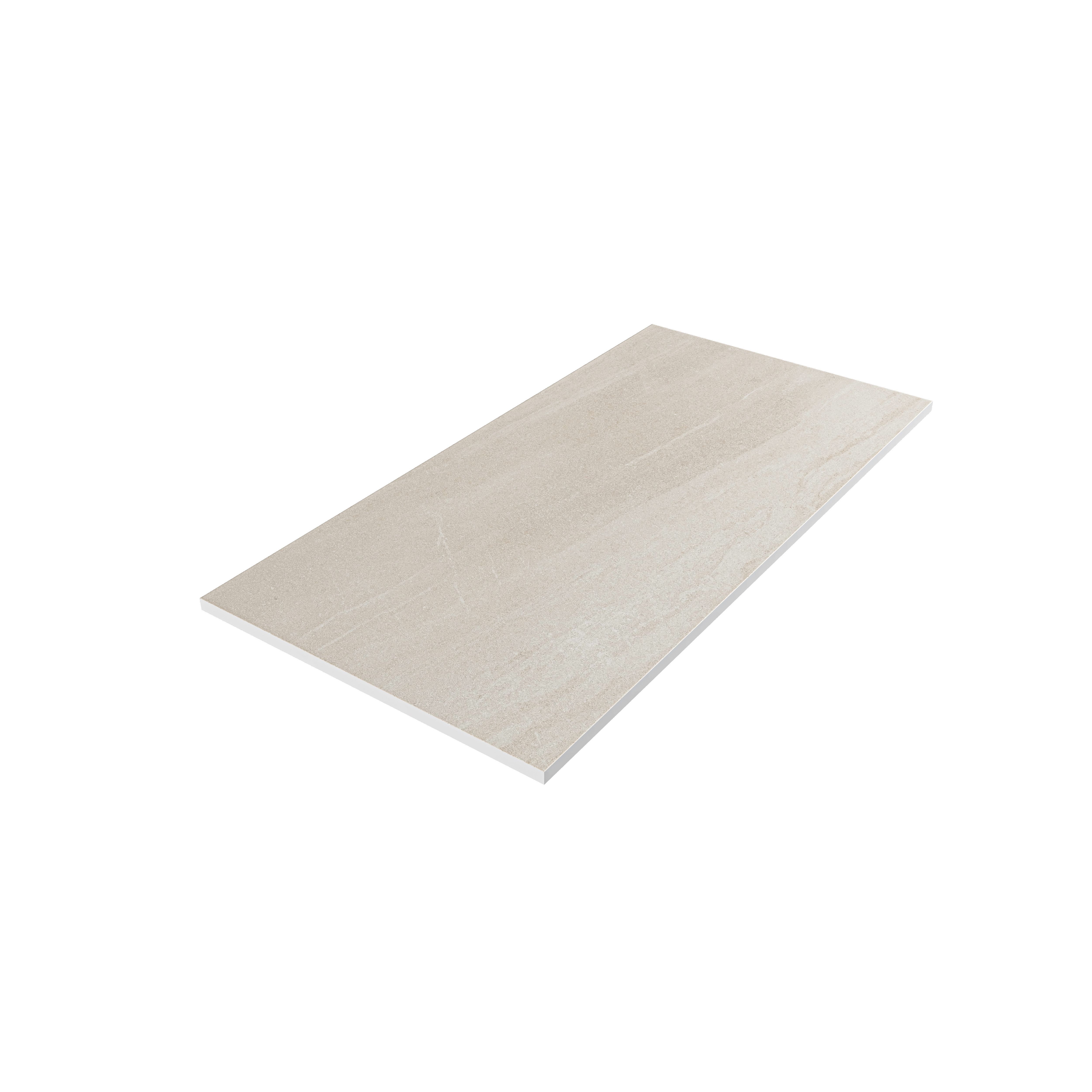 Ceramica White Matt Stone effect Stone effect Porcelain Indoor Wall & floor Tile, Pack of 6, (L)600mm (W)300mm
