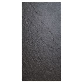 Chambly Black Matt Stone effect Porcelain Wall & floor Tile, Pack of 7, (L)600mm (W)300mm